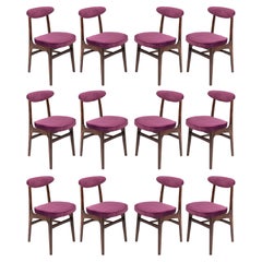 Vintage Twelve 20th Century Plum Violet Velvet Rajmund Halas Chairs, Europe, 1960s