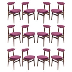 Twelve 20th Century Plum Violet Velvet Rajmund Halas Chairs, Europe, 1960s