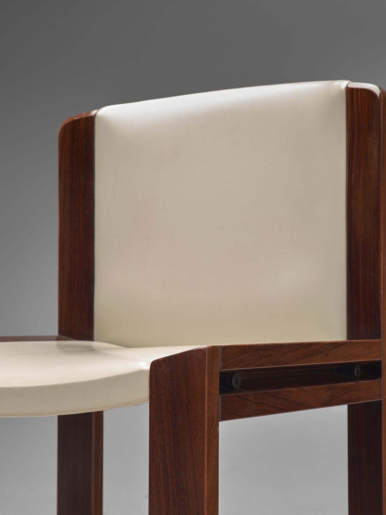 Twelve '300' Dining Chairs in White and Moss Green Upholstery by Joe Colombo 2