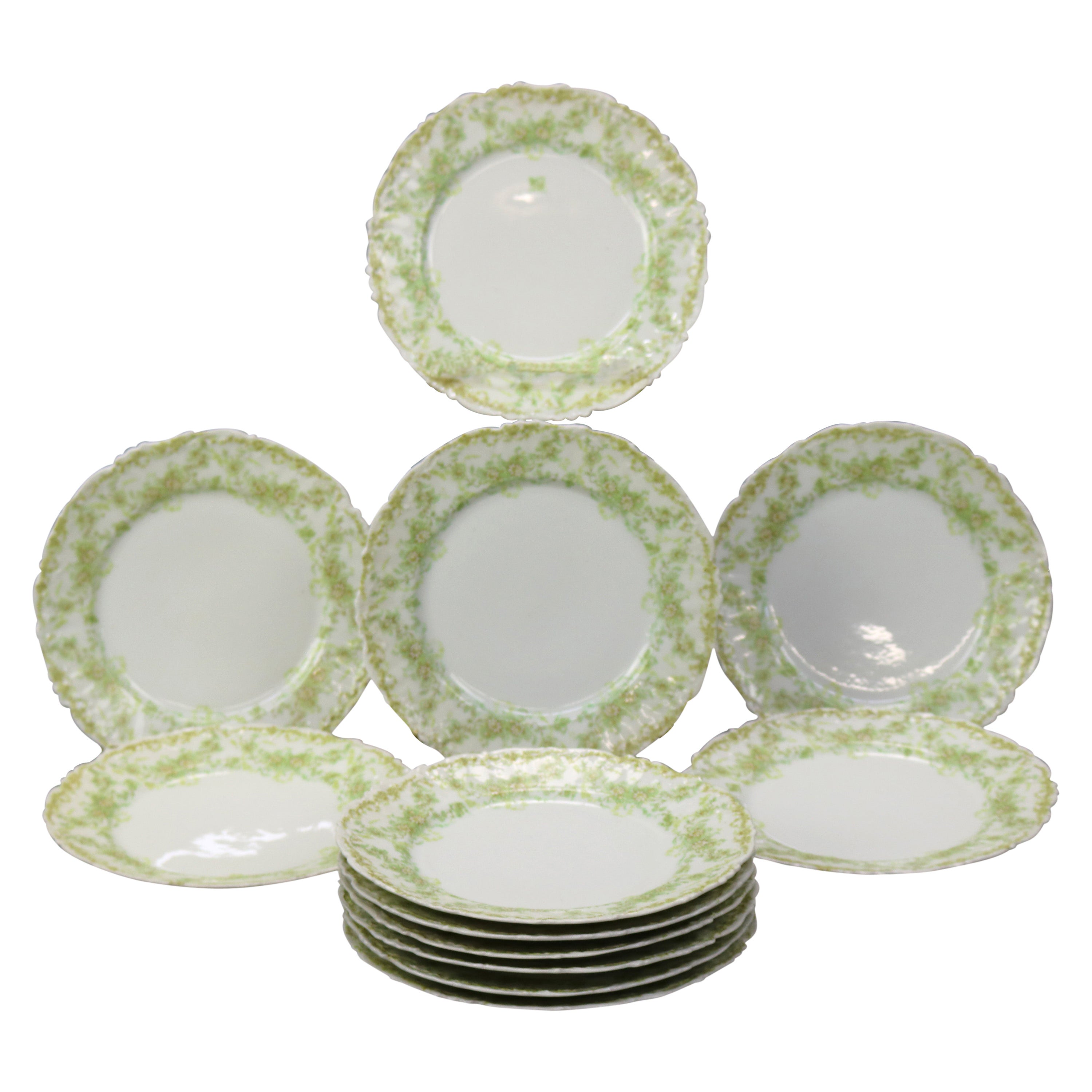 Twelve Antique French Elite Works Limoges Salad Plates, circa 1900