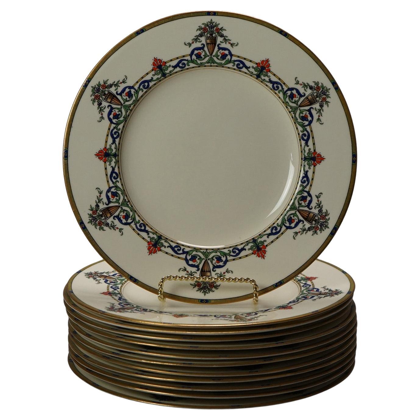 Twelve Antique Hardy & Hayes Royal Worcester Porcelain Plates, C1910 For Sale