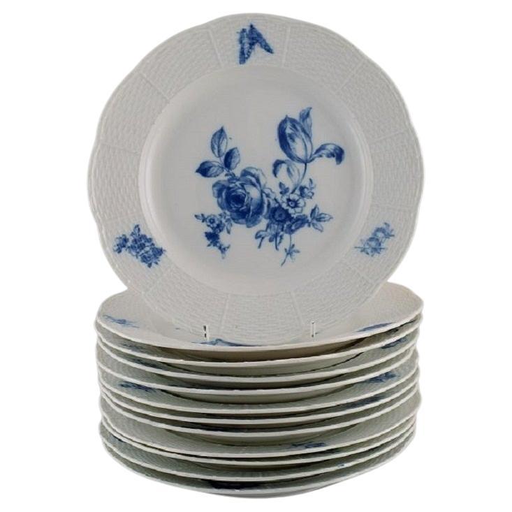 Twelve Antique Meissen Dinner Plates in Hand-Painted Porcelain