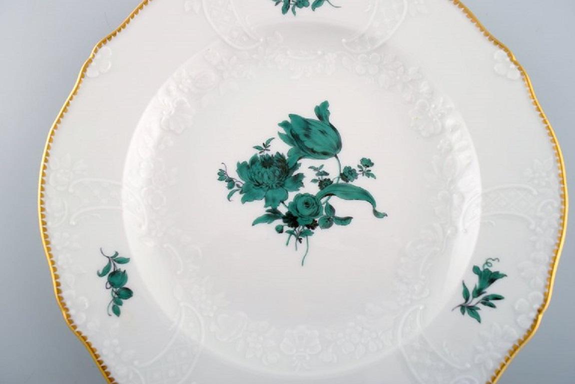 German Twelve Antique Meissen Plates in Porcelain with Hand-Painted Flowers