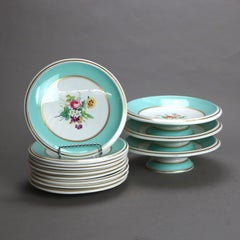 Twelve Antique Old Paris Porcelain Plates & Compotes C1880