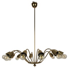 Twelve Arm,  Midcentury Brass Chandelier  from Rupert Nikoll, Austria 1960's
