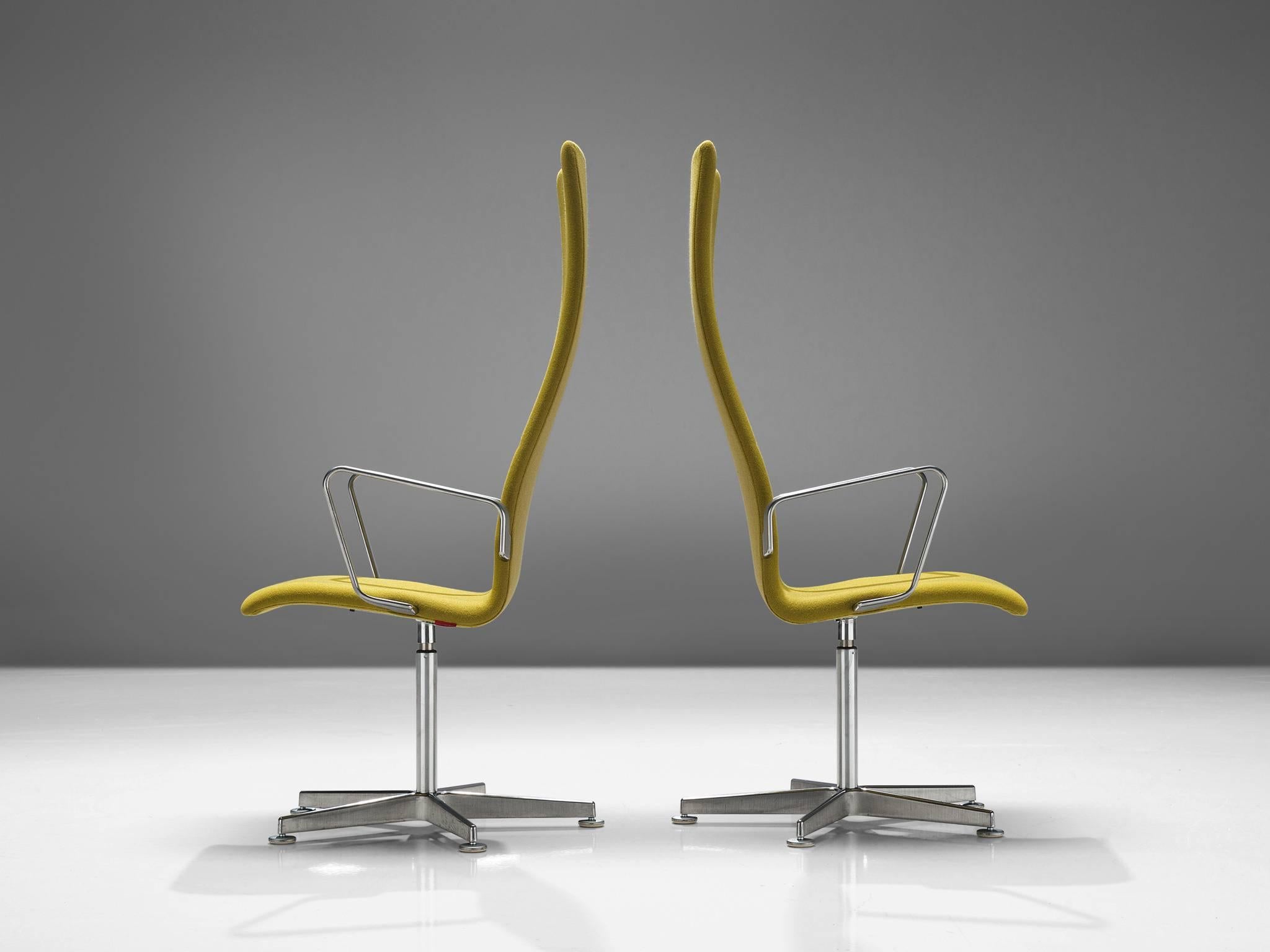 Mid-Century Modern Arne Jacobsen High Back 'Oxford' Twelve Swivel Chairs for Fritz Hansen