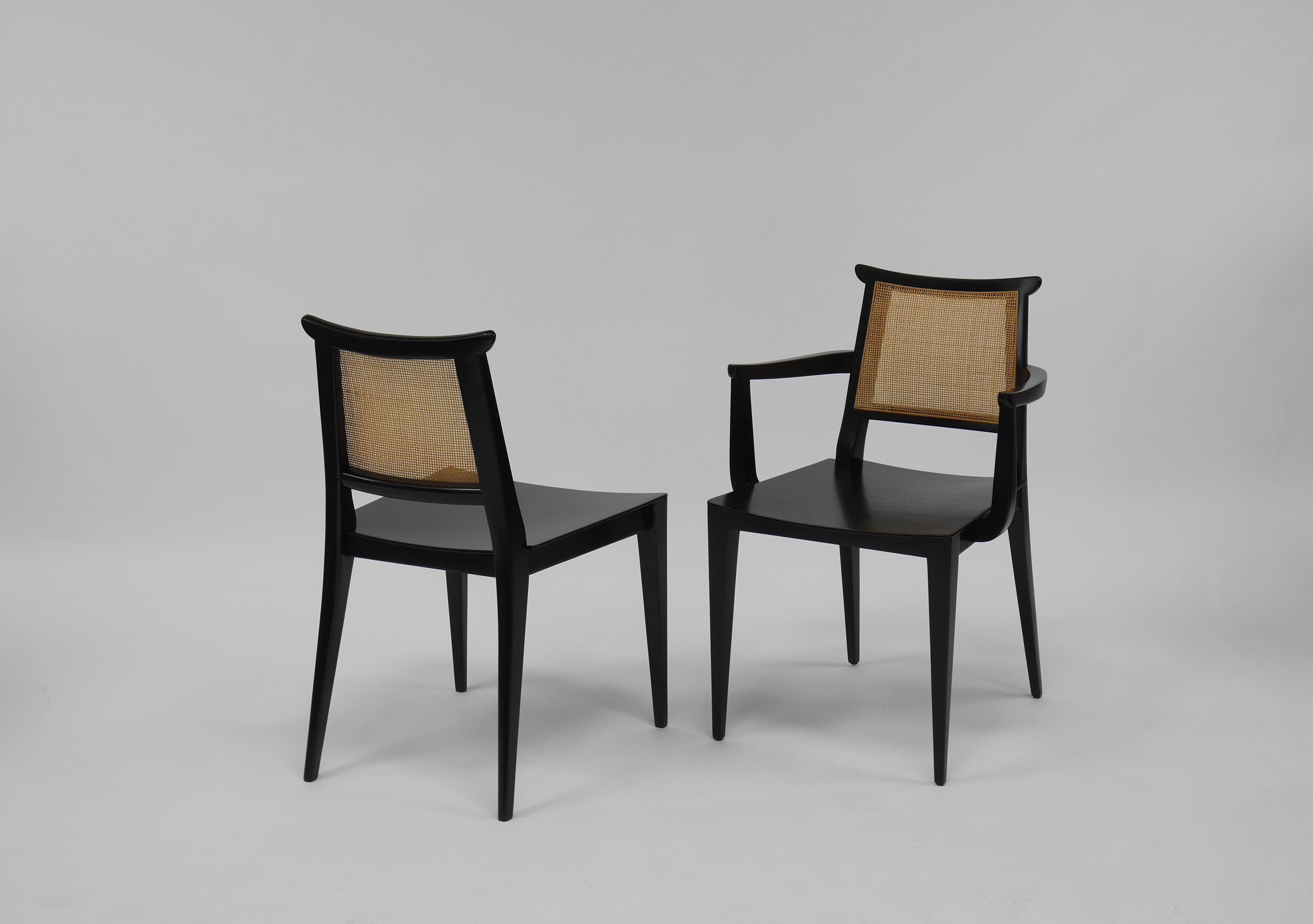 Eight Asian Dining Chairs by Edward Wormley for Dunbar In Excellent Condition In Hadley, MA