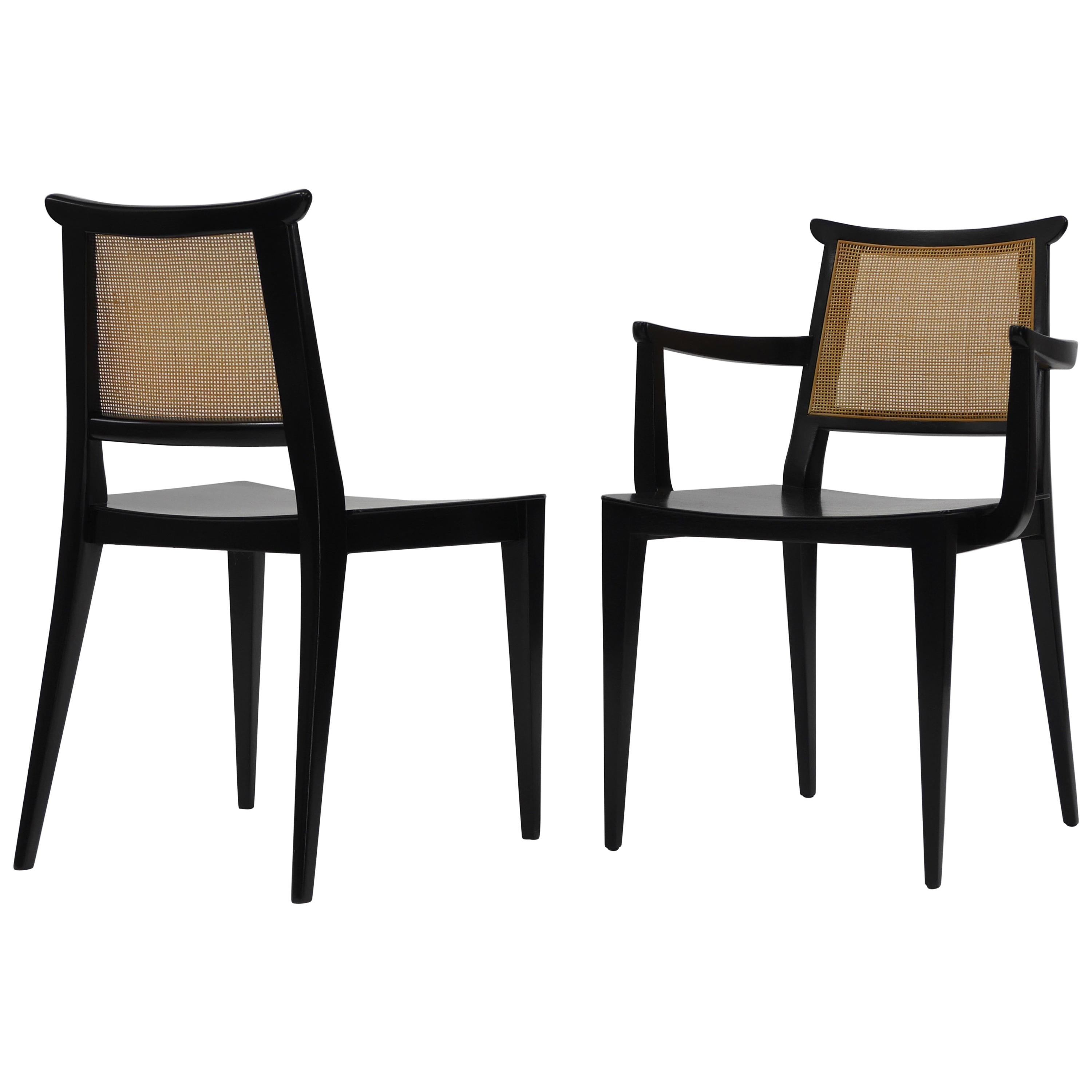 Eight Asian Dining Chairs by Edward Wormley for Dunbar