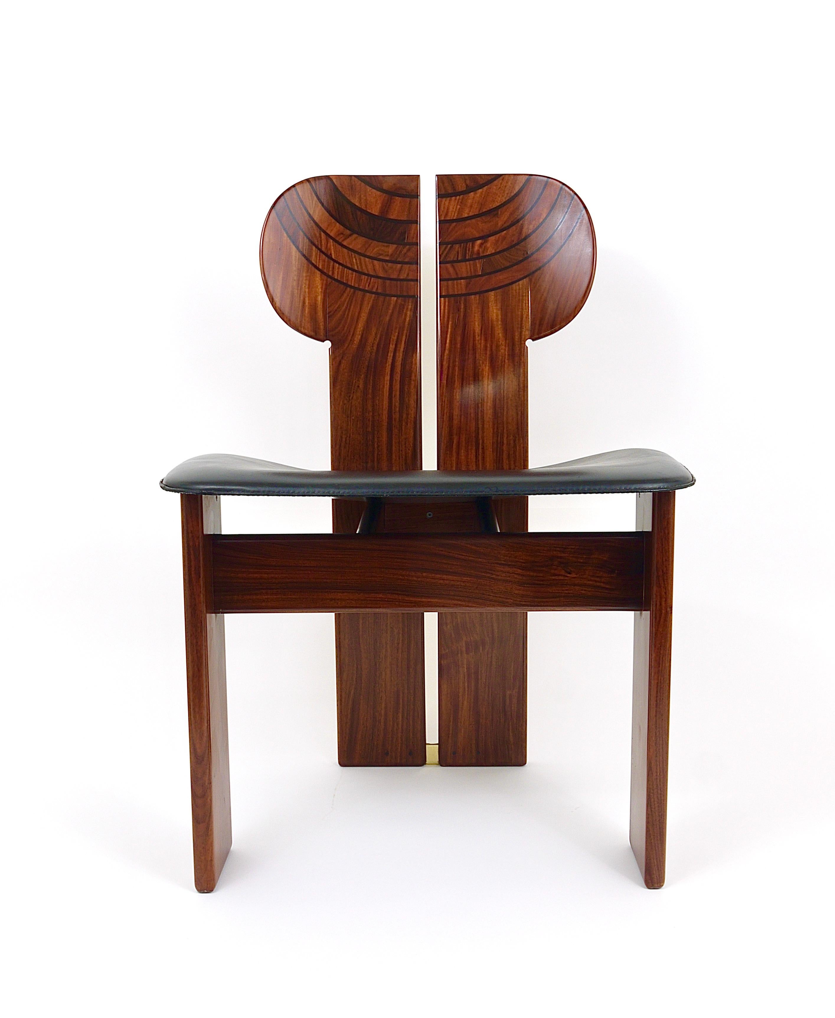 Mid-Century Modern Twelve Aura & Tobia Scarpa Rosewood Africa Chairs, Artona, Maxalto, Italy, 1970s