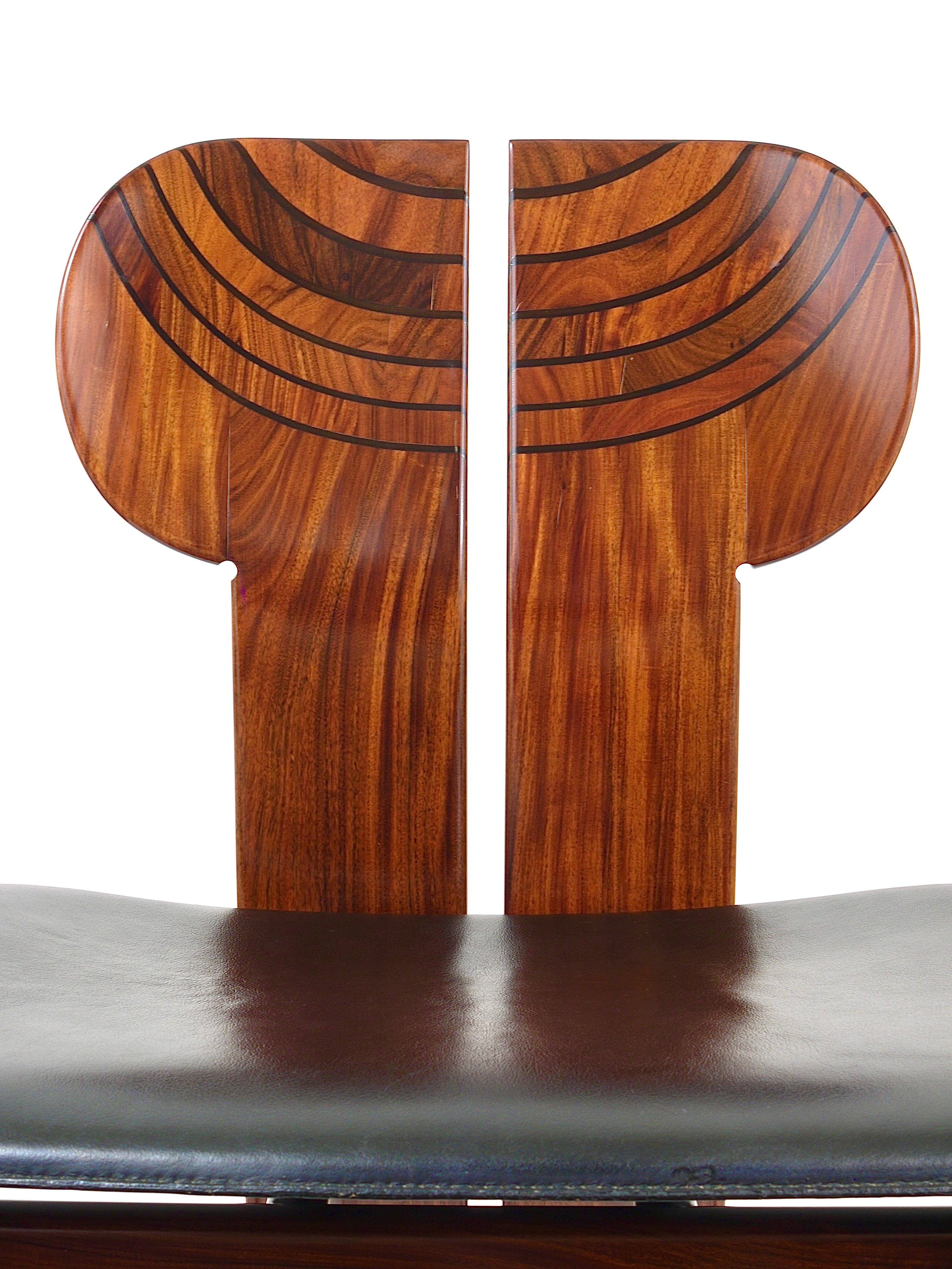 19th Century Twelve Aura & Tobia Scarpa Rosewood Africa Chairs, Artona, Maxalto, Italy, 1970s