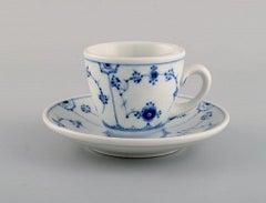 Twelve Bing & Grøndahl Blue Fluted Hotel Coffee Cups with Saucers