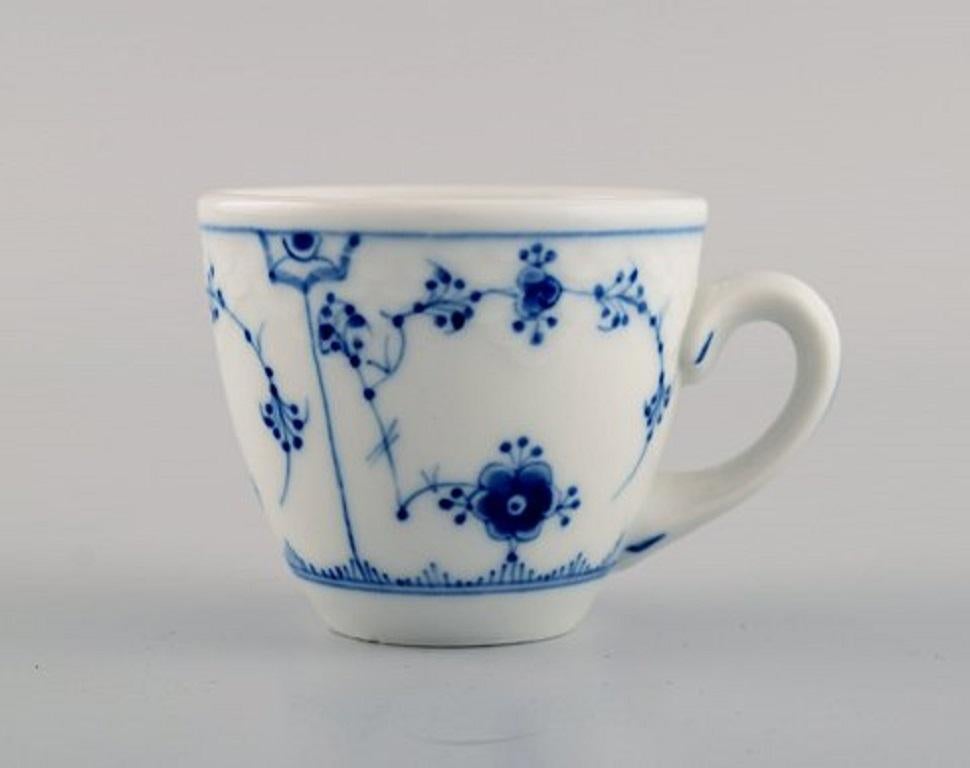 Danish Twelve Bing & Grøndahl Blue Fluted Hotel Coffee Cups with Saucers For Sale