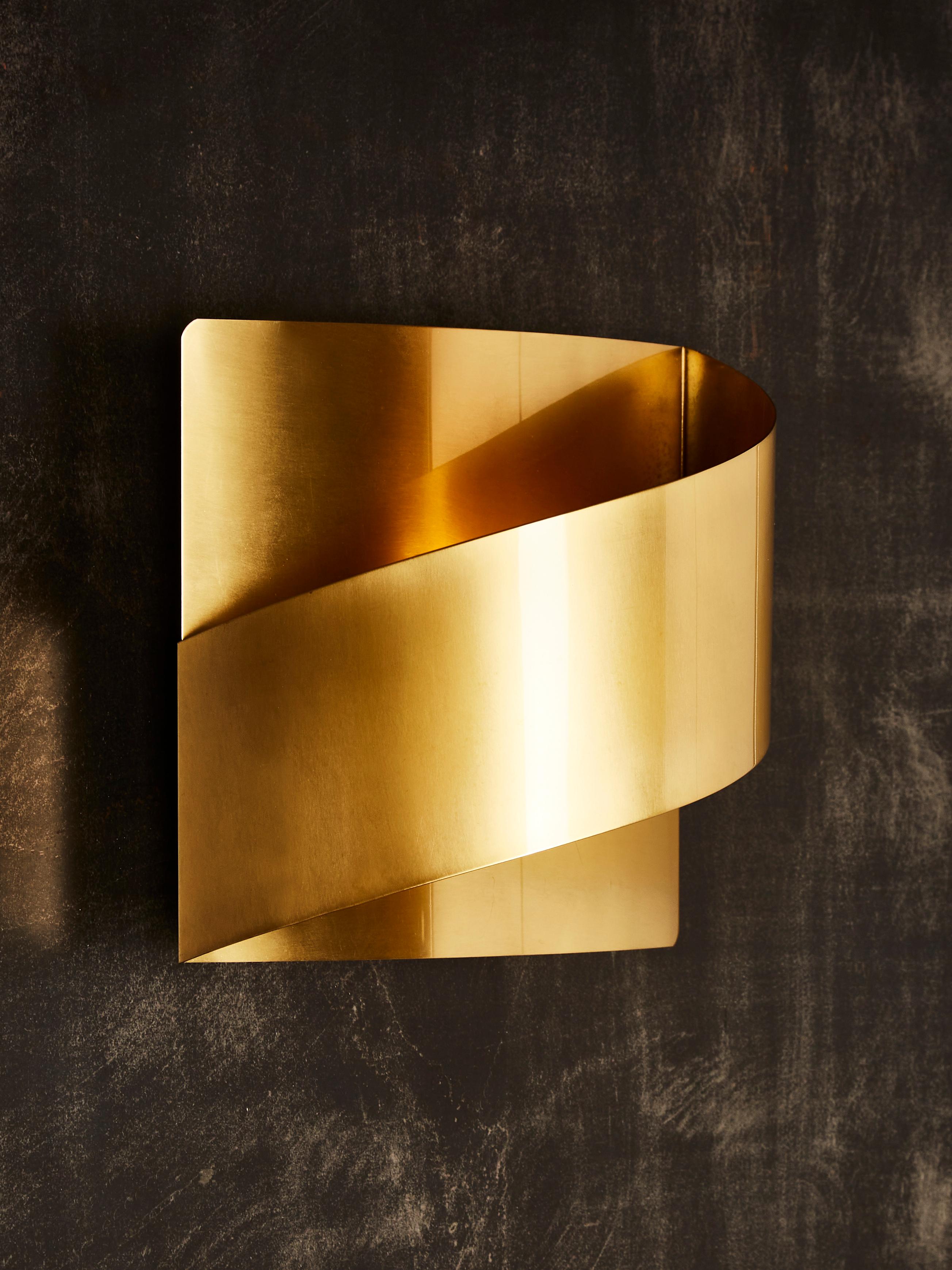 Swedish Twelve Brass Ribbon Wall Sconces by Peter Celsing for Falkenbergs For Sale