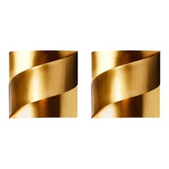 Twelve Brass Ribbon Wall Sconces by Peter Celsing for Falkenbergs