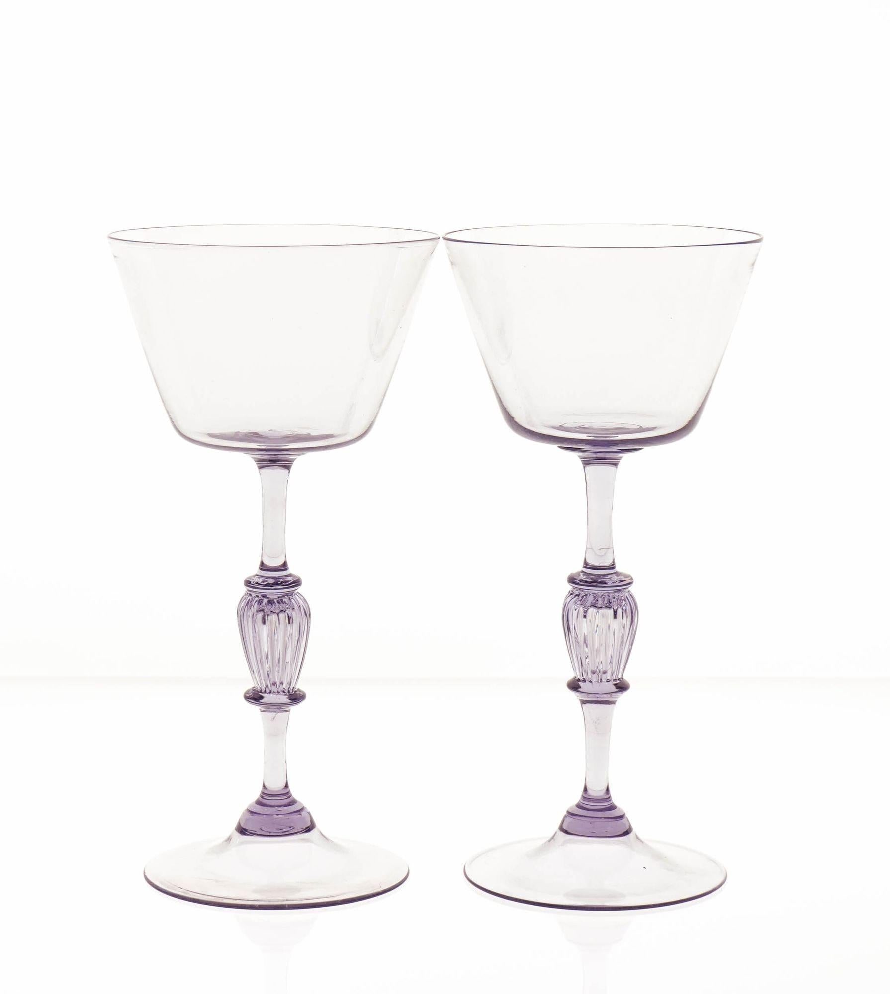 Twelve Cenedese Wine Glass Set, Cyclamen Colour. Murano Glass. Masterpieces For Sale 8