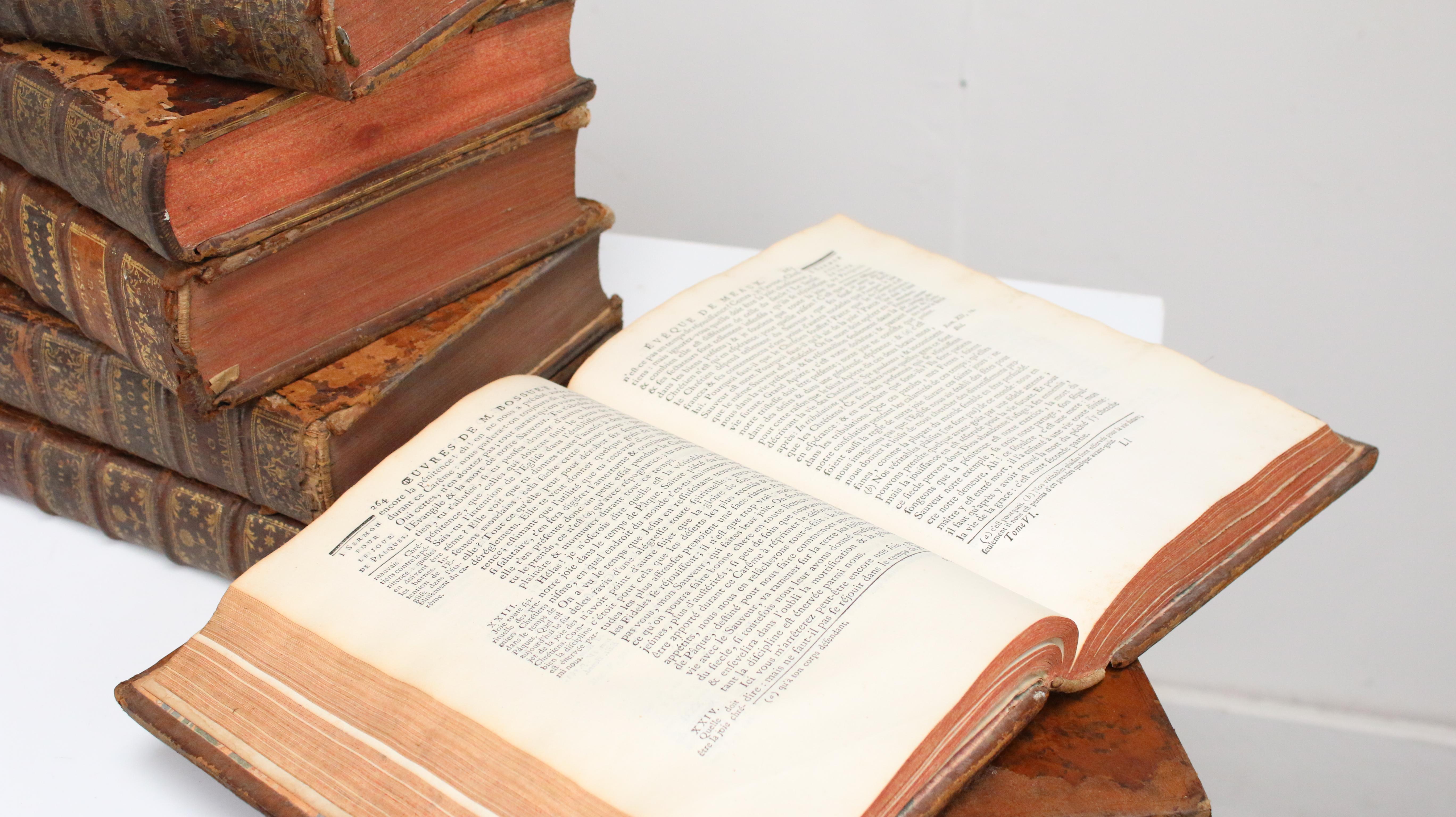 Textile Twelve Decorative Uniformly Bound 18th Century French Antique Display Books