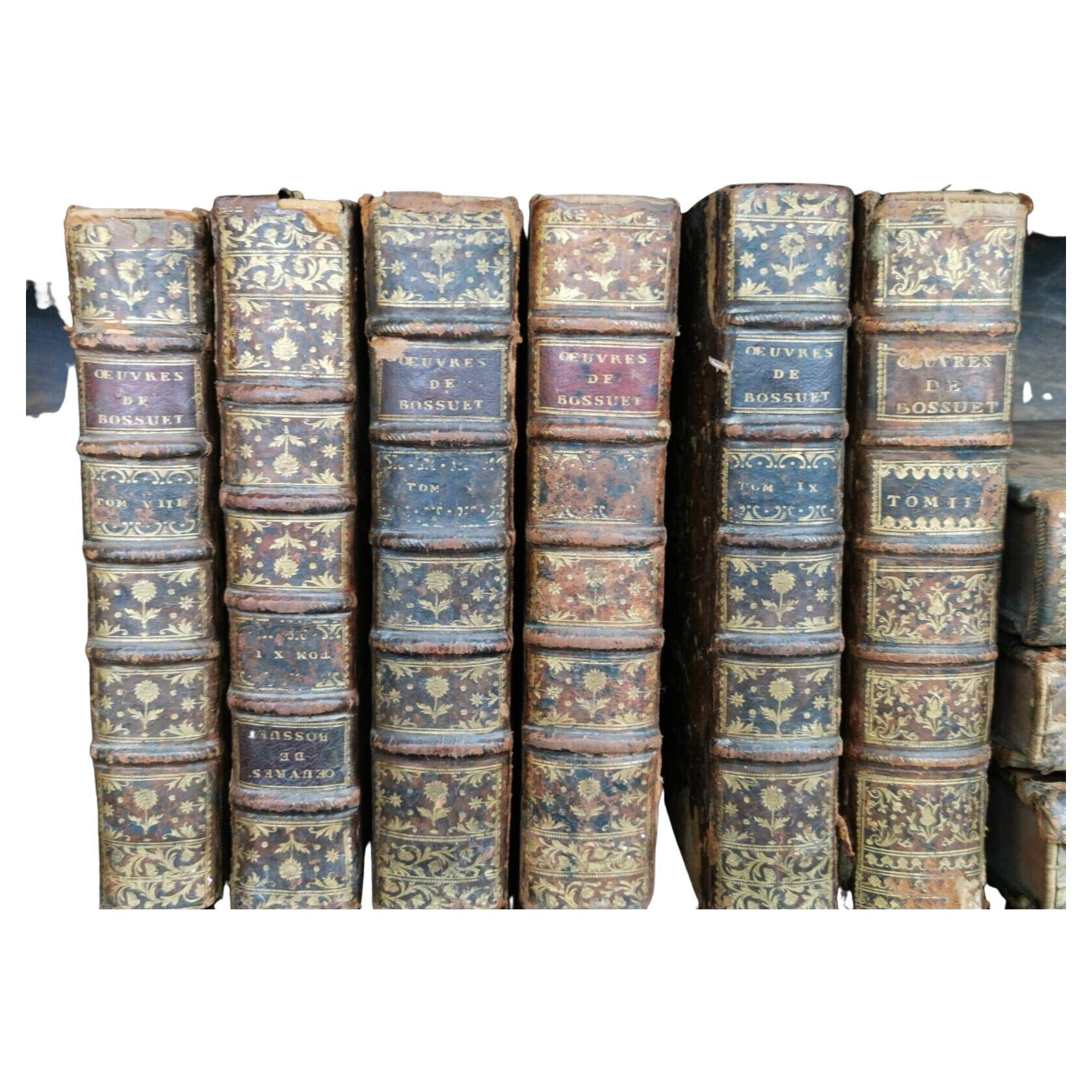 18th Century Large French Antique Books with Marbleized Covers For Sale at 1stDibs