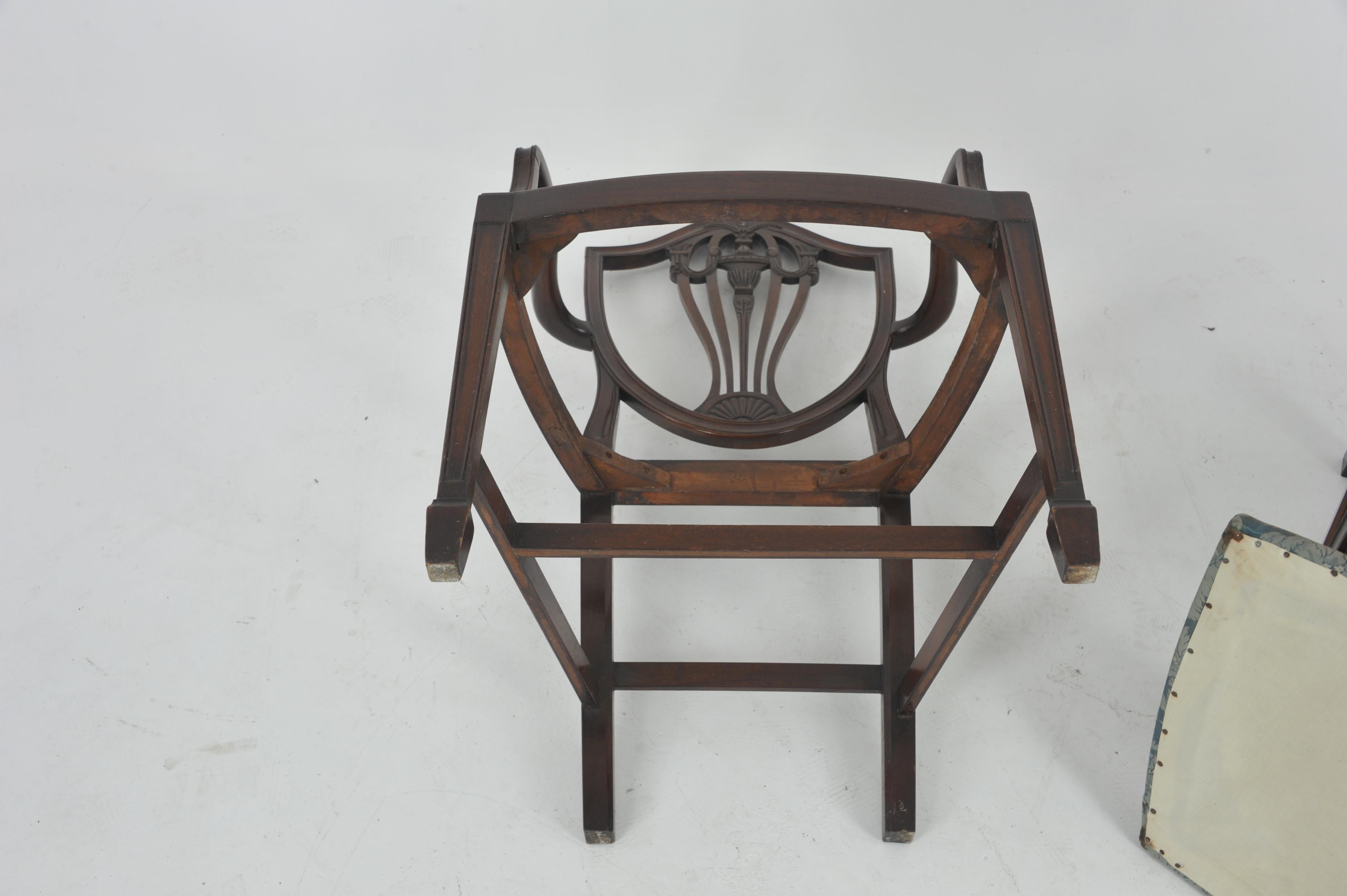 Twelve Dining Chairs, Antique Dining Chairs, Hepplewhite Chairs, Walnut, B1071 4