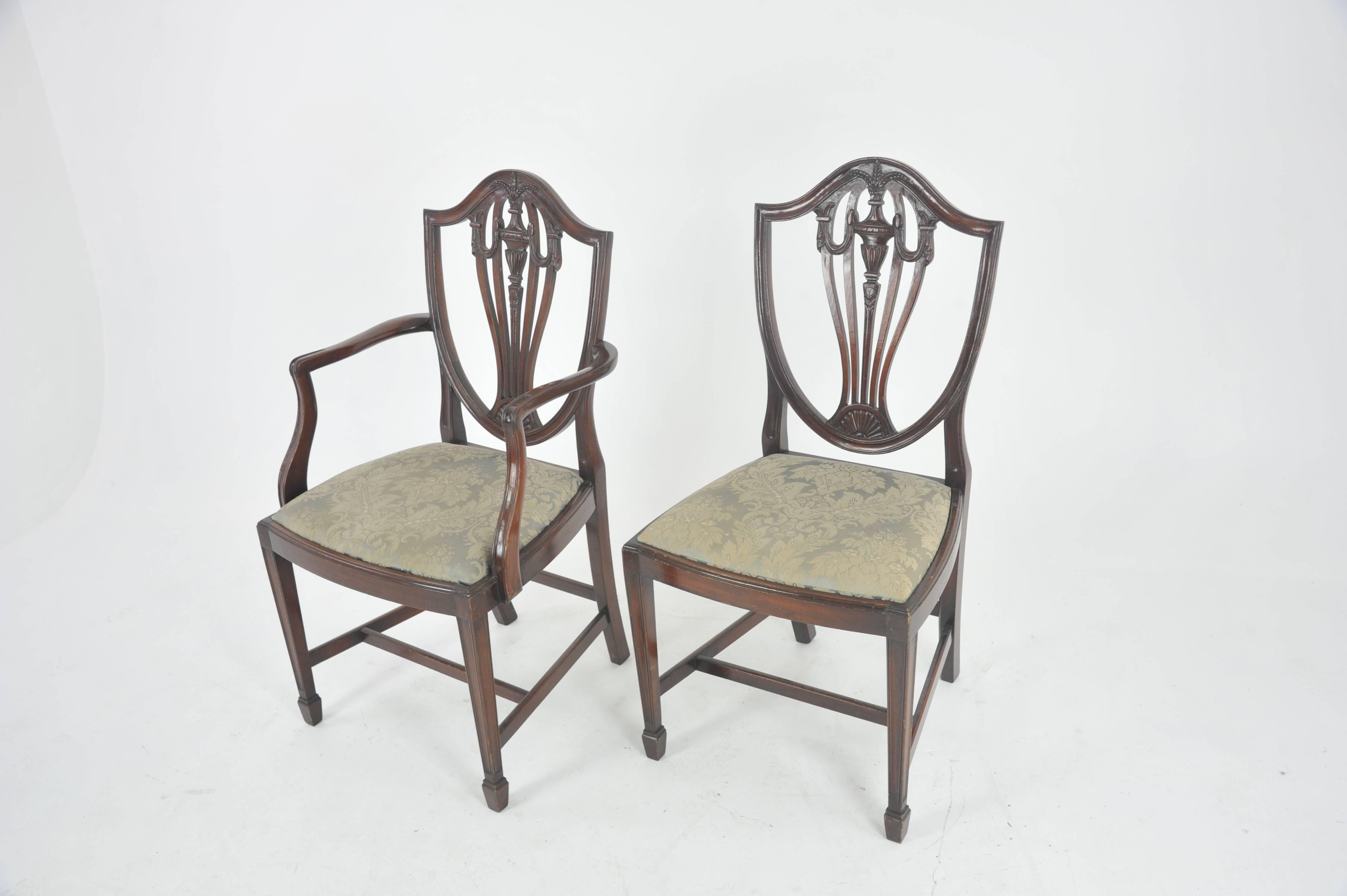10 Dining Chairs, Antique Dining Chairs, Hepplewhite, Mahogany, B1071 REDUCED!!! 4