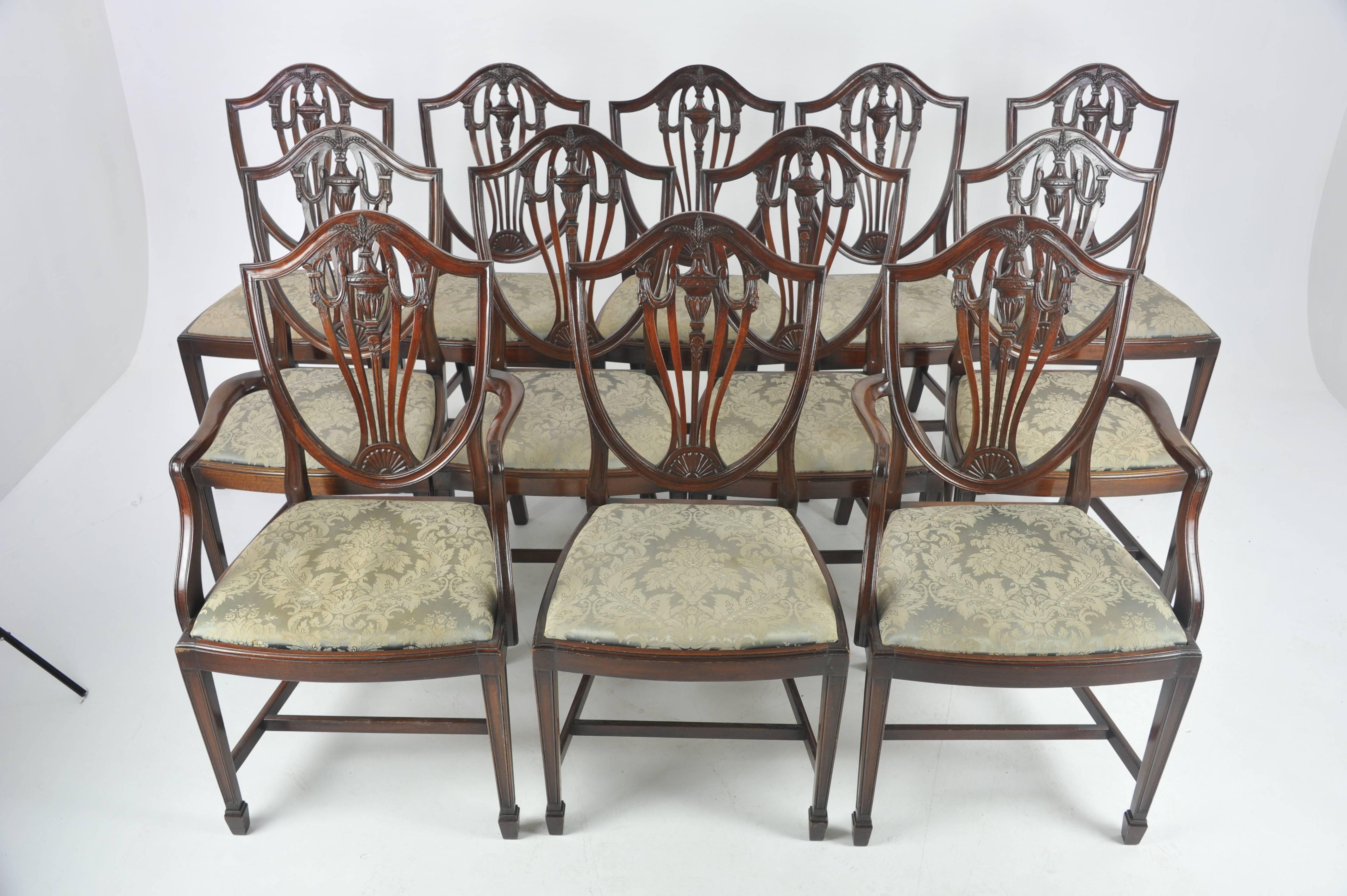 10 Dining Chairs, Antique Dining Chairs, Hepplewhite, Mahogany, B1071 REDUCED!!! 3
