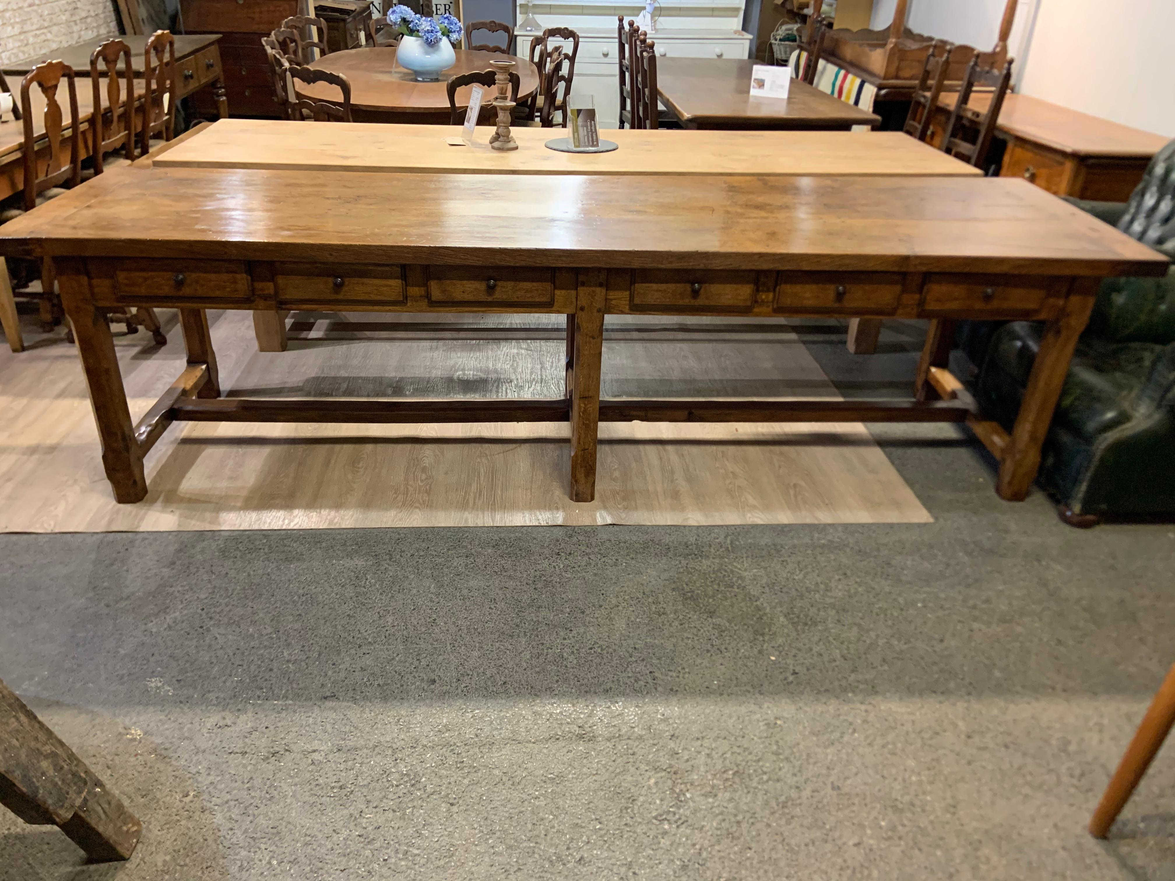 French Twelve Drawer Oak Monastery Table