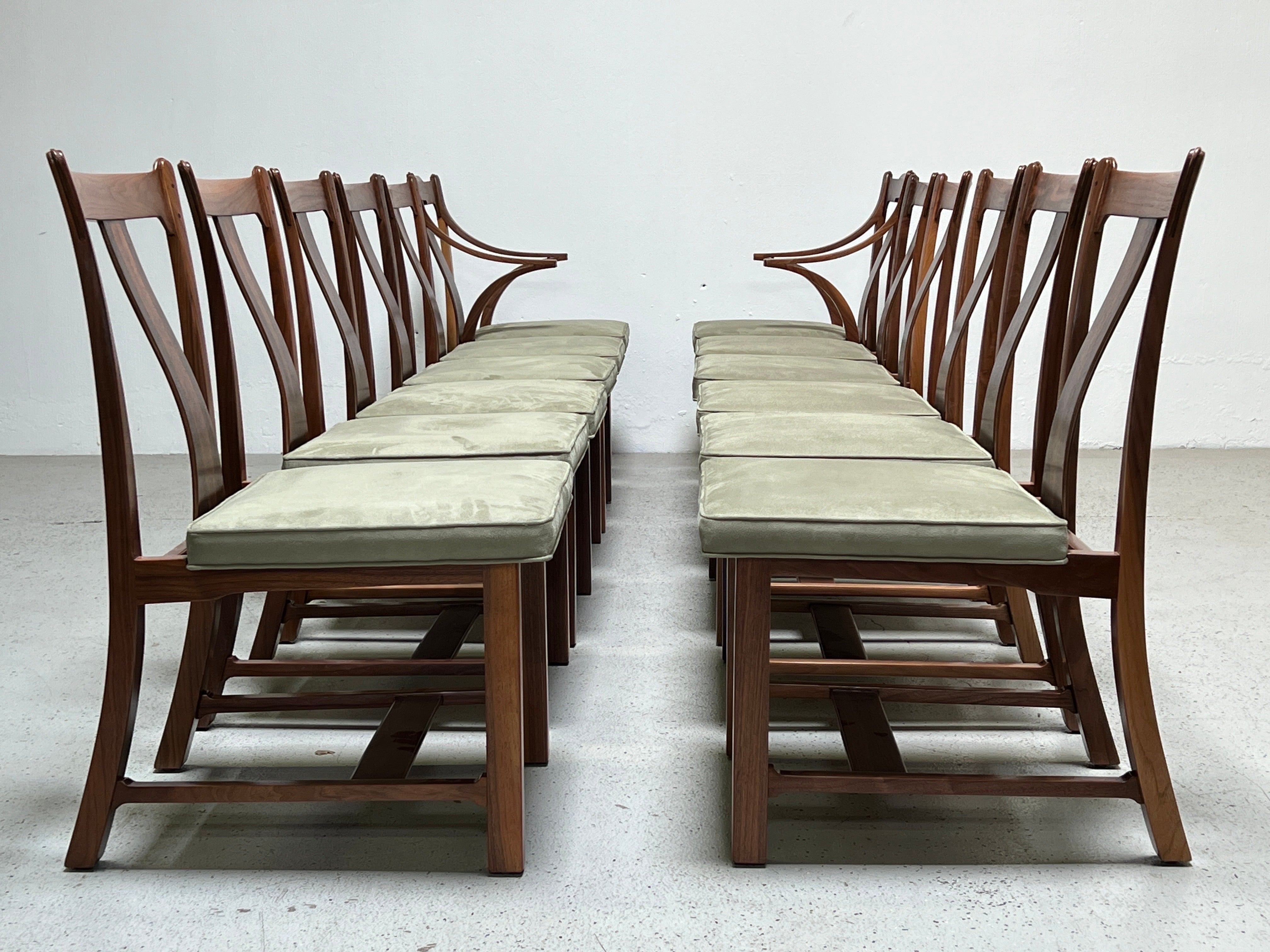 Twelve Dunbar Greene & Greene Dining Chairs by Edward Wormley In Good Condition For Sale In Dallas, TX