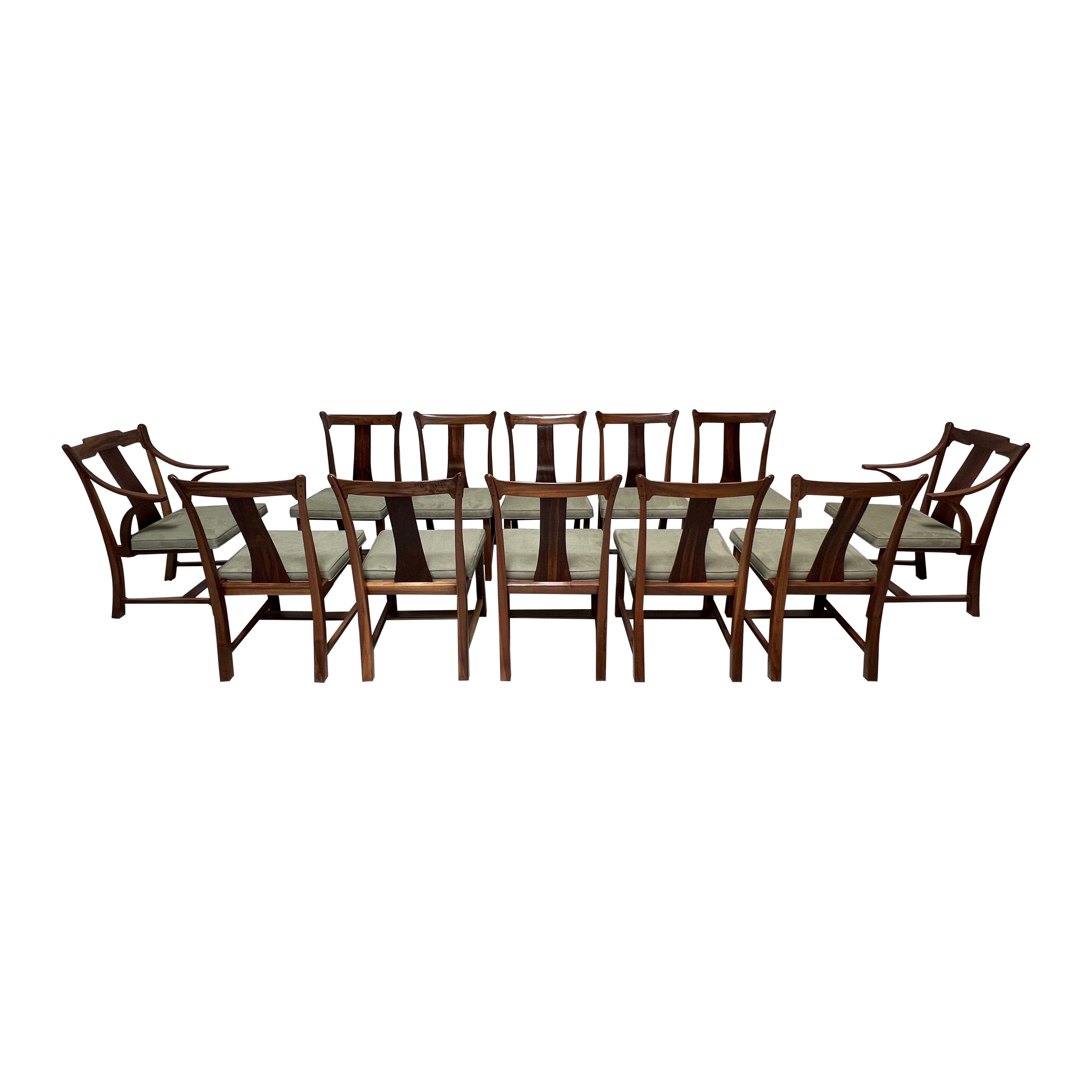 Twelve Dunbar Greene & Greene Dining Chairs by Edward Wormley