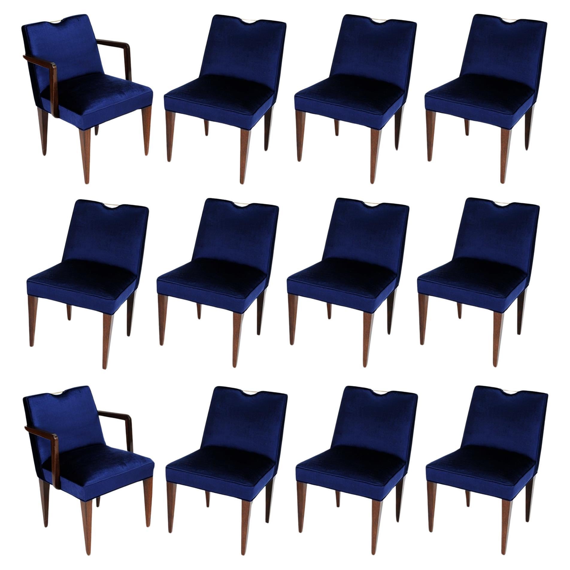 Twelve Edward Wormley Dining Chairs by Dunbar, Restored For Sale