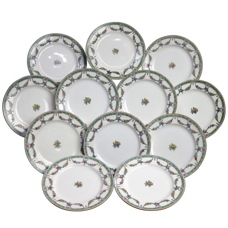 Twelve English Mintons Fine China Floral Garland Porcelain Salad Plates For Sale At 1stdibs