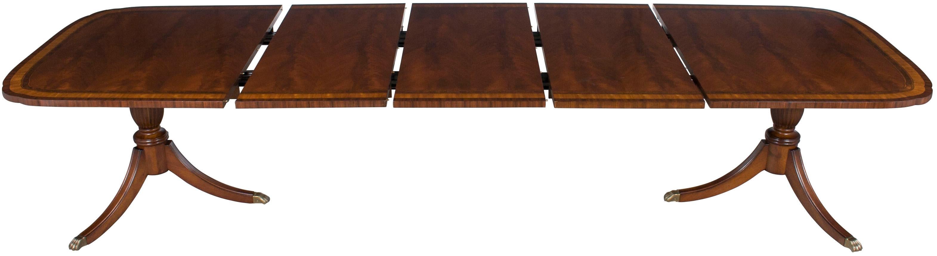 Twelve Foot Long Flame Mahogany Double Pedestal Dining Room or Conference Table For Sale 5