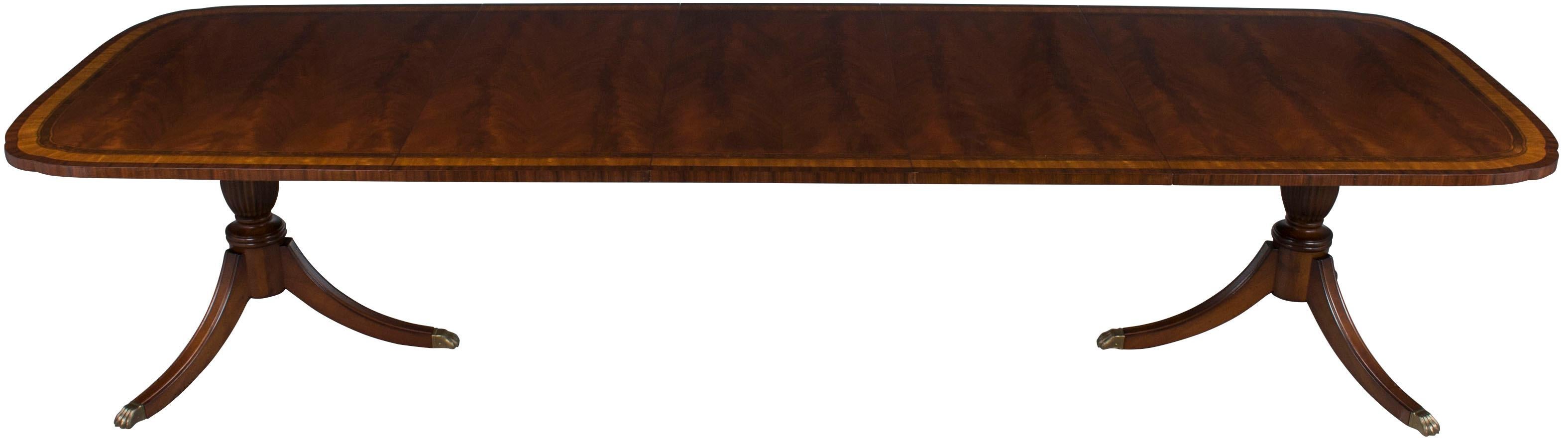 Twelve Foot Long Flame Mahogany Double Pedestal Dining Room or Conference Table For Sale 6