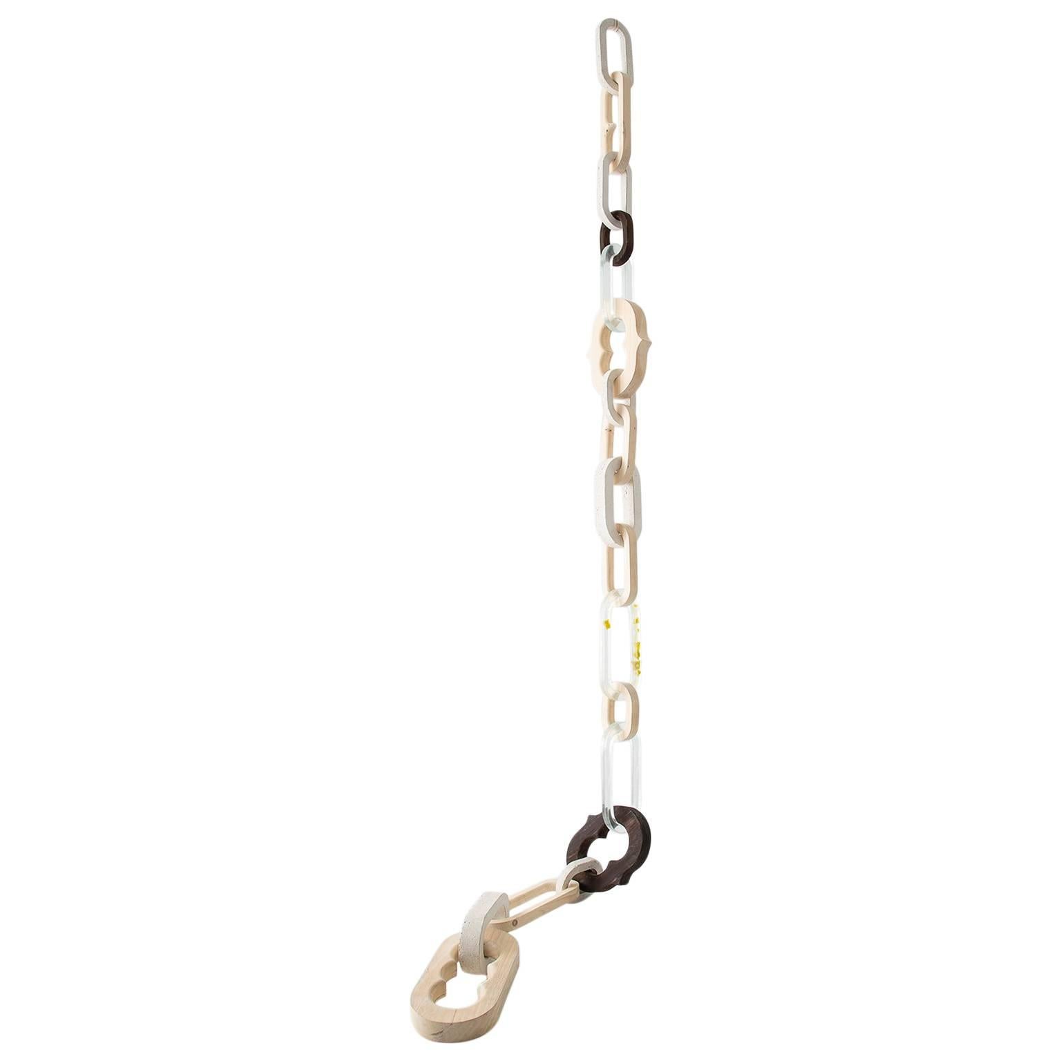 Twelve Foot Long Hanging Chain Sculpture in Concrete, Resin and Wood - IN STOCK For Sale