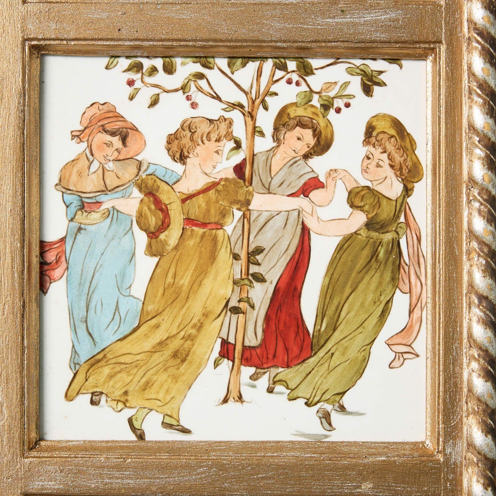 Inglese Dodici cornici di Minton & Co. Piastrelle progettate da Walter Crane in vendita