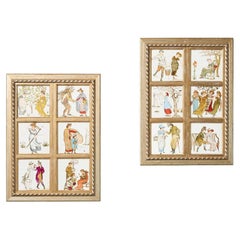 Twelve Framed Minton & Co. Tiles Designed by Walter Crane