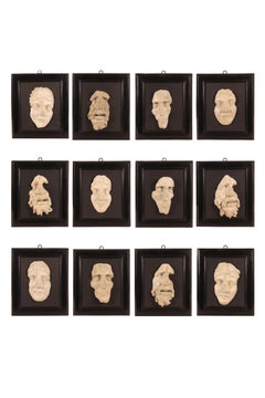 Twelve framed plaster casts for academic teaching purpose. Italy, 1870.