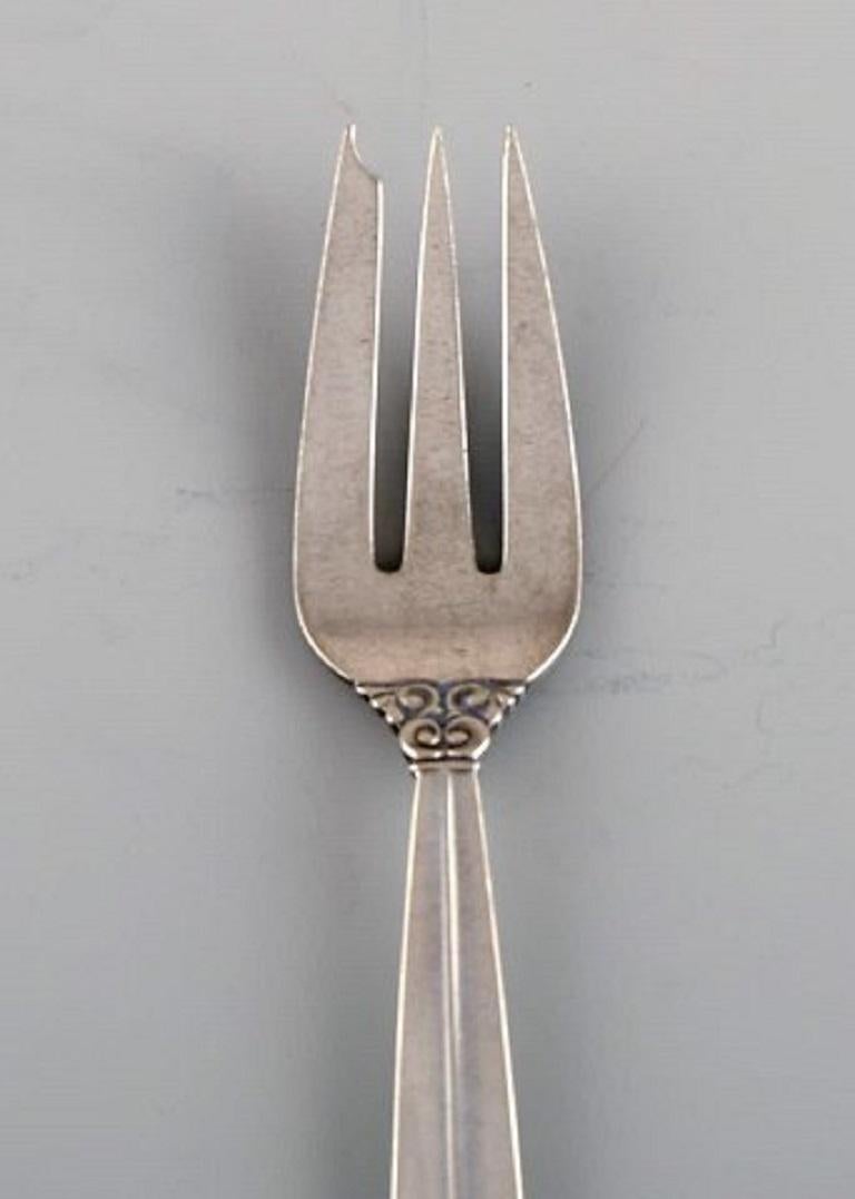 Art Deco Twelve Georg Jensen Acanthus Pastry Forks in Sterling Silver For Sale