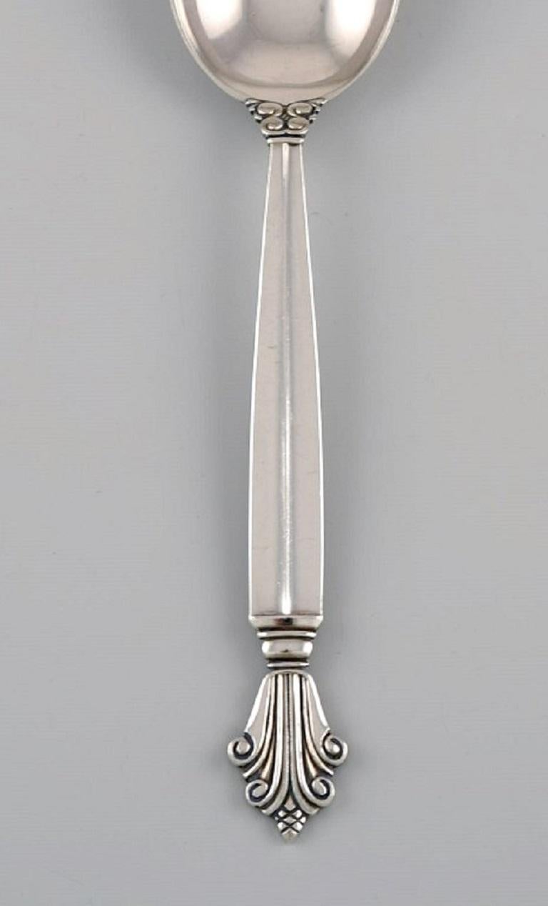 Art Deco Twelve Georg Jensen Acanthus Spoons in Sterling Silver For Sale