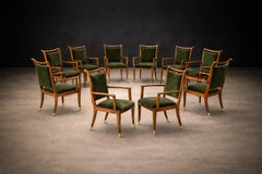 Zwölf Giuseppe Scapinelli Dining Armchairs aus Caviúna in Olive Mohair, Brasilien