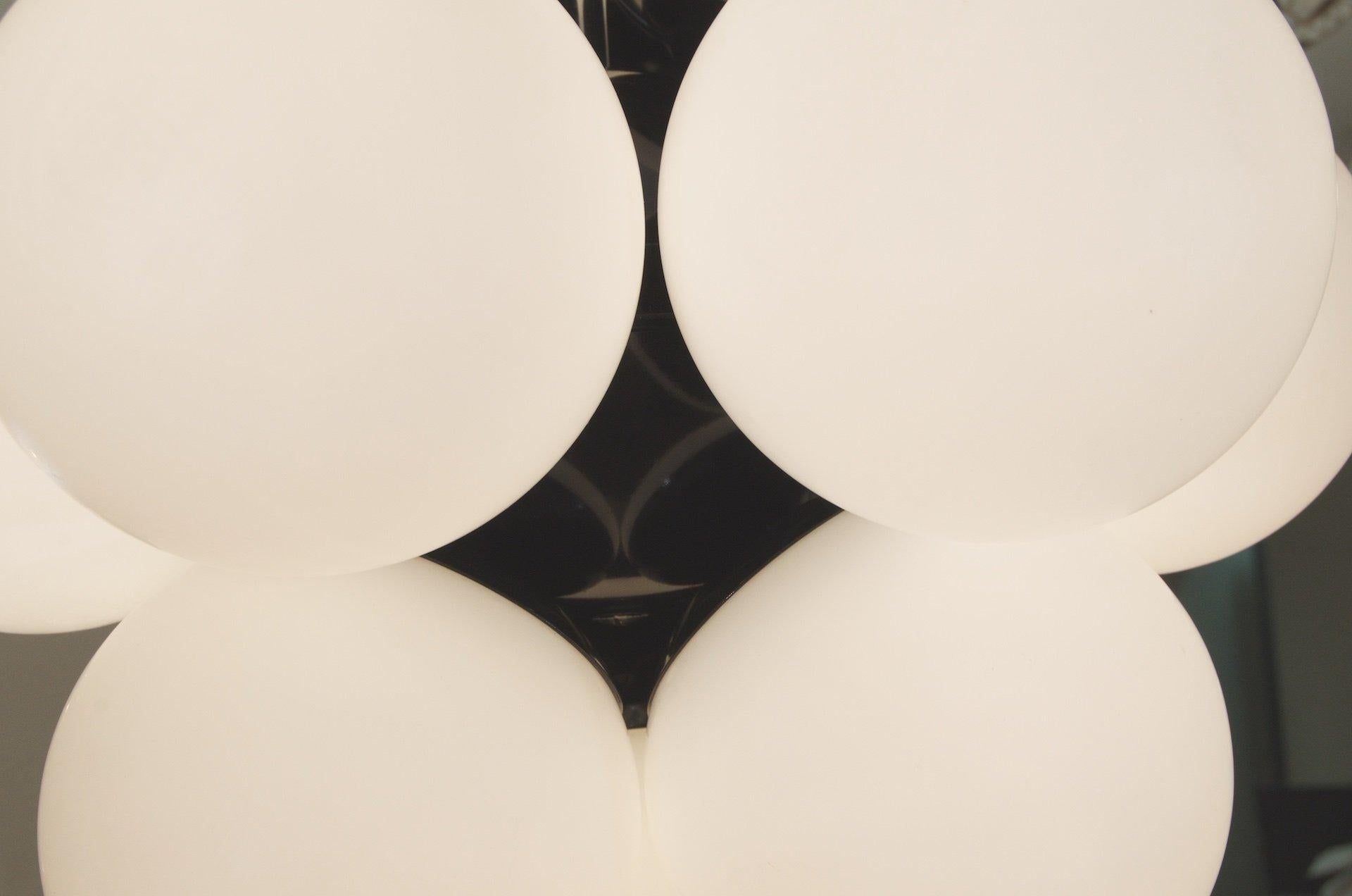 20th Century Twelve-Globe Gloss Black Molecular Chandelier by Kaiser Leuchten For Sale