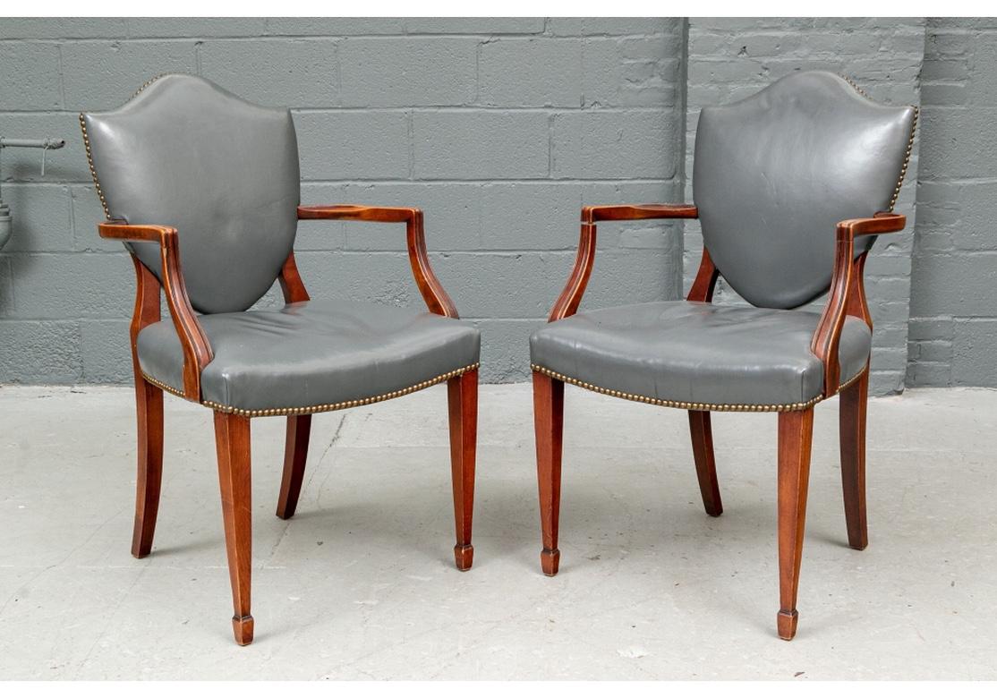 Twelve Gray Leather Shield Back Dining Chairs for Restoration 10