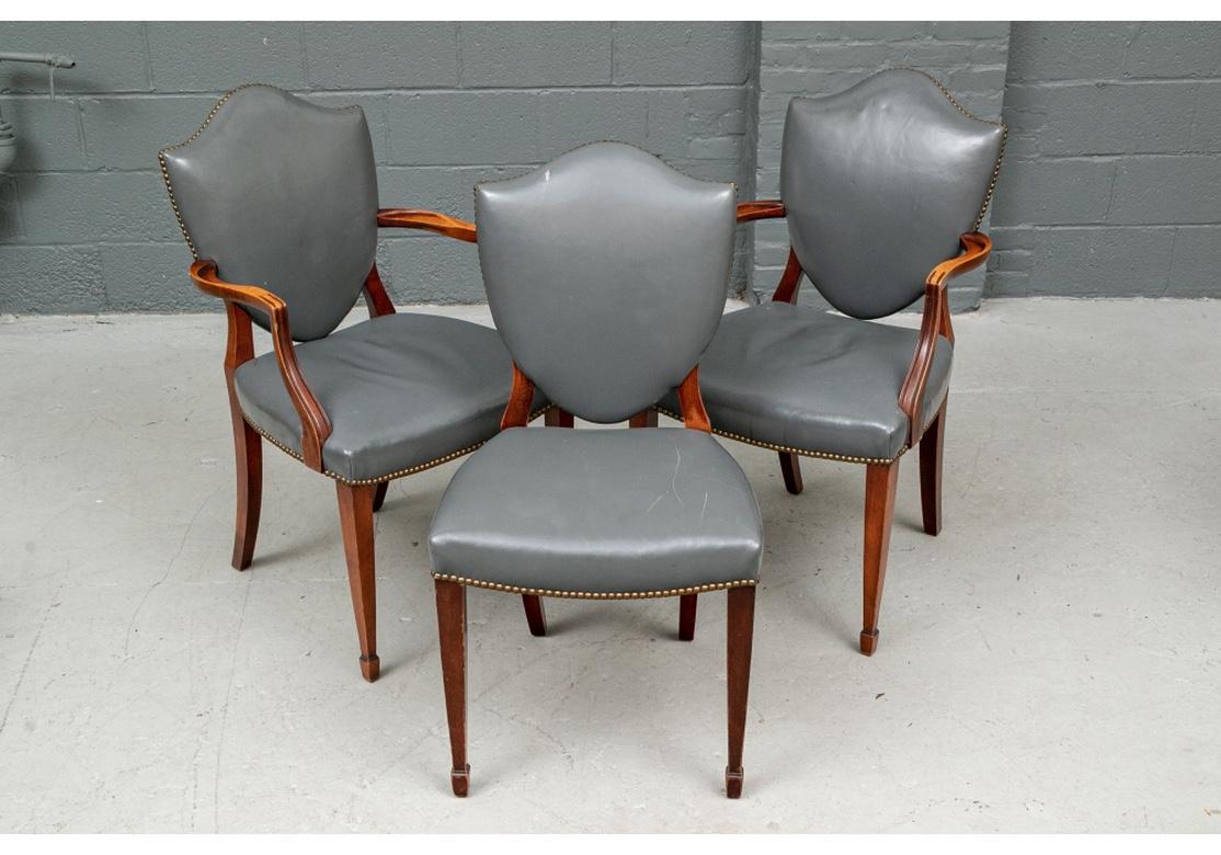 Twelve Gray Leather Shield Back Dining Chairs for Restoration 13