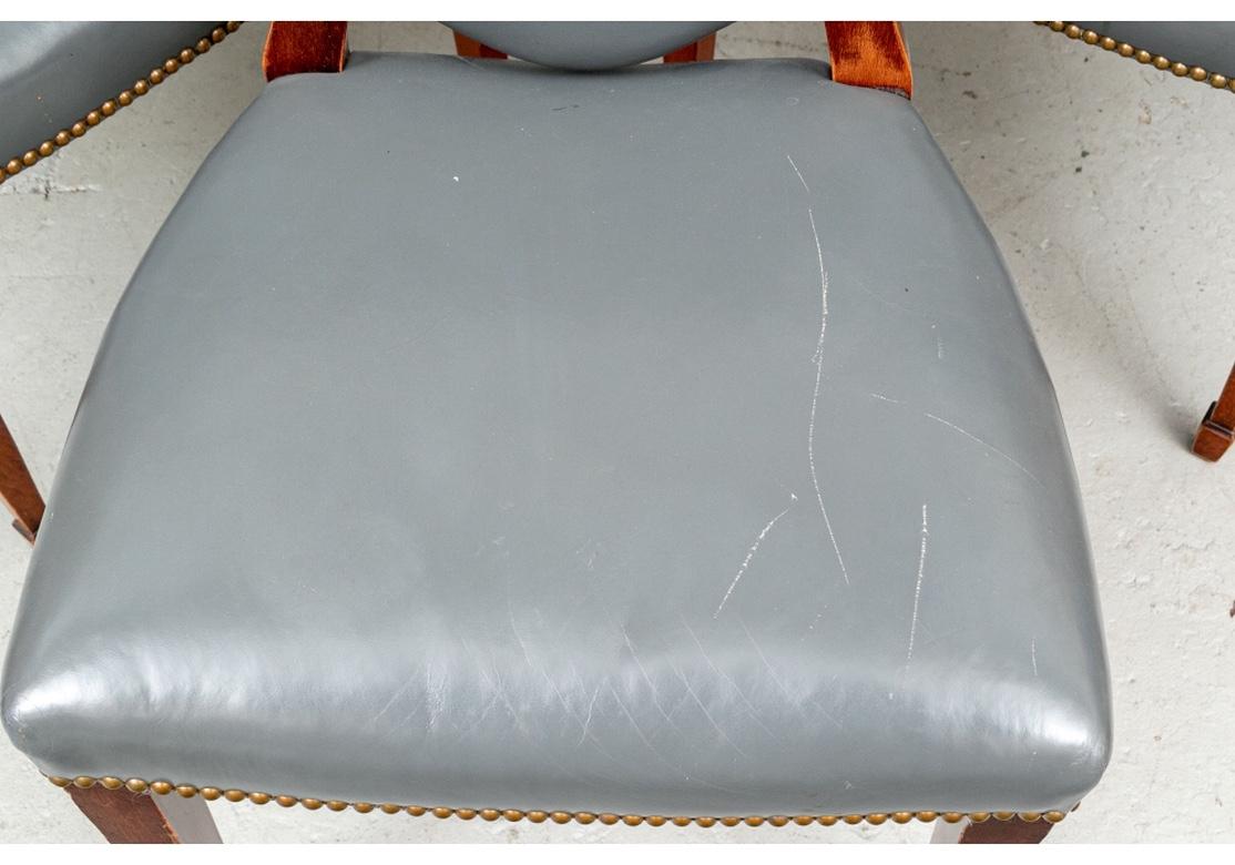Twelve Gray Leather Shield Back Dining Chairs for Restoration 15