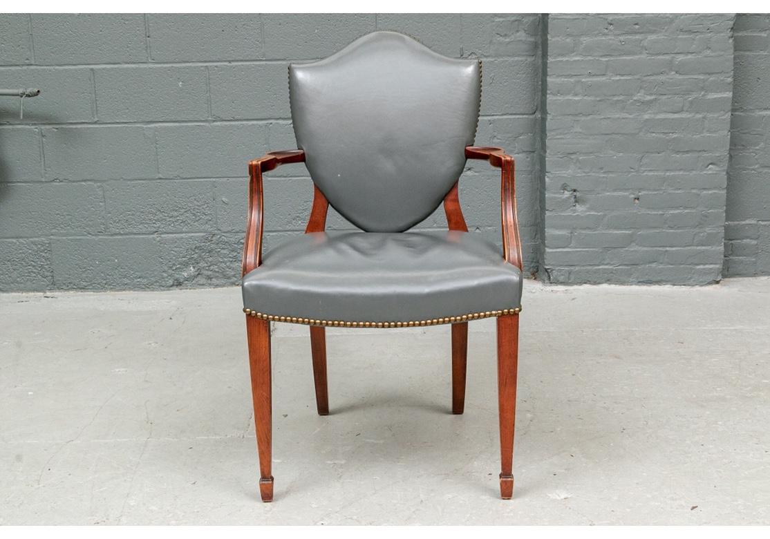 Twelve Gray Leather Shield Back Dining Chairs for Restoration 2