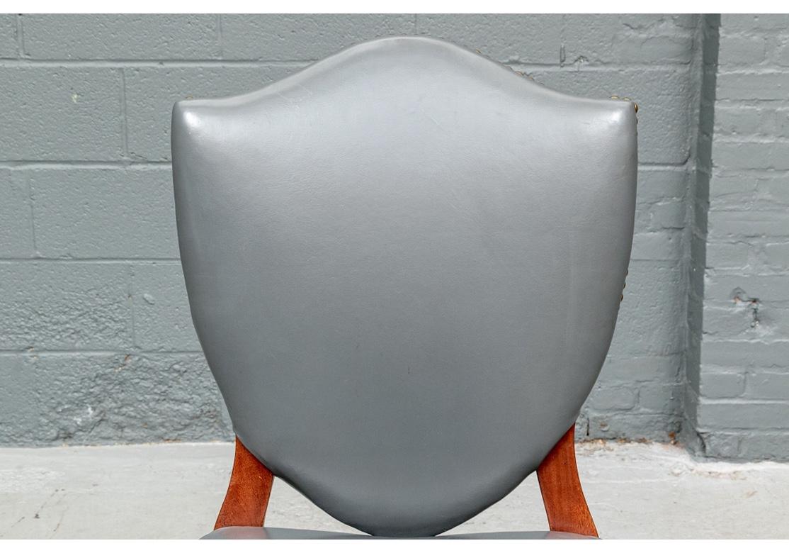 Twelve Gray Leather Shield Back Dining Chairs for Restoration 3