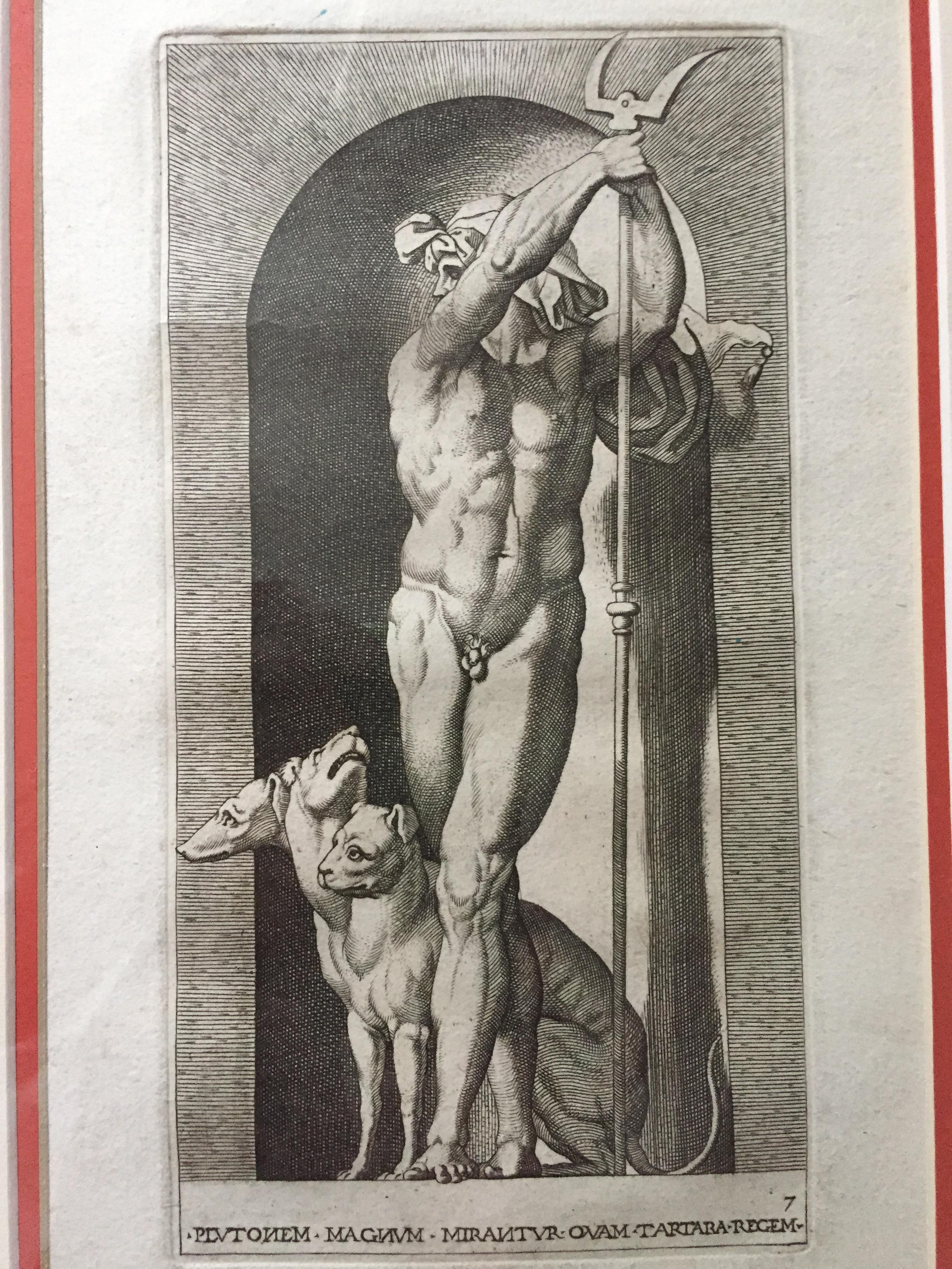 Twelve Ingravings 18th Century by Carlo Losi from Rosso The Presence of The Gods For Sale 2