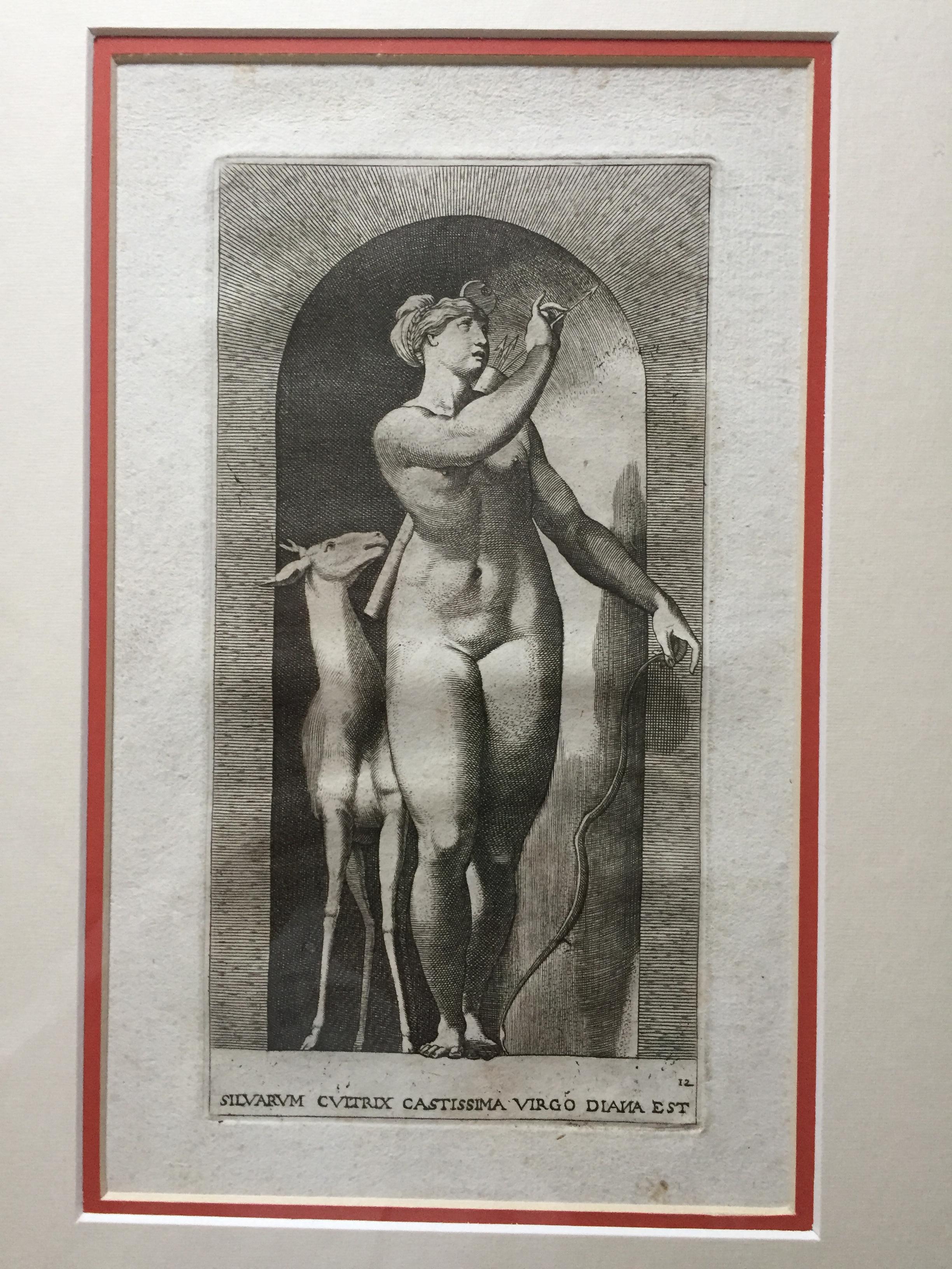 Dodici incisioni del XVIII secolo di Carlo Losi da Rosso La presenza degli dei in vendita 5