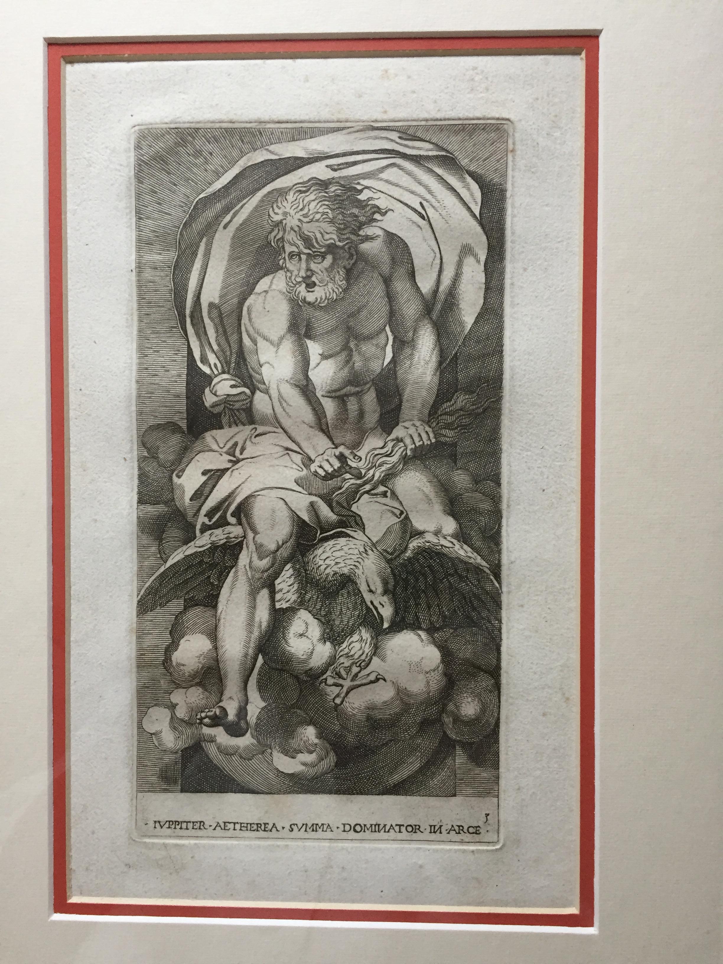 Twelve Ingravings 18th Century by Carlo Losi from Rosso The Presence of The Gods For Sale 5