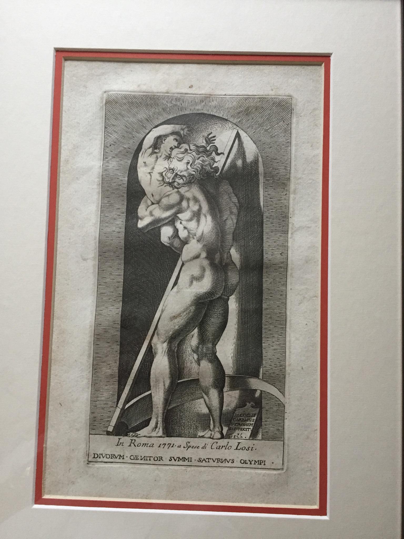 Twelve Ingravings 18th Century by Carlo Losi from Rosso The Presence of The Gods For Sale 9