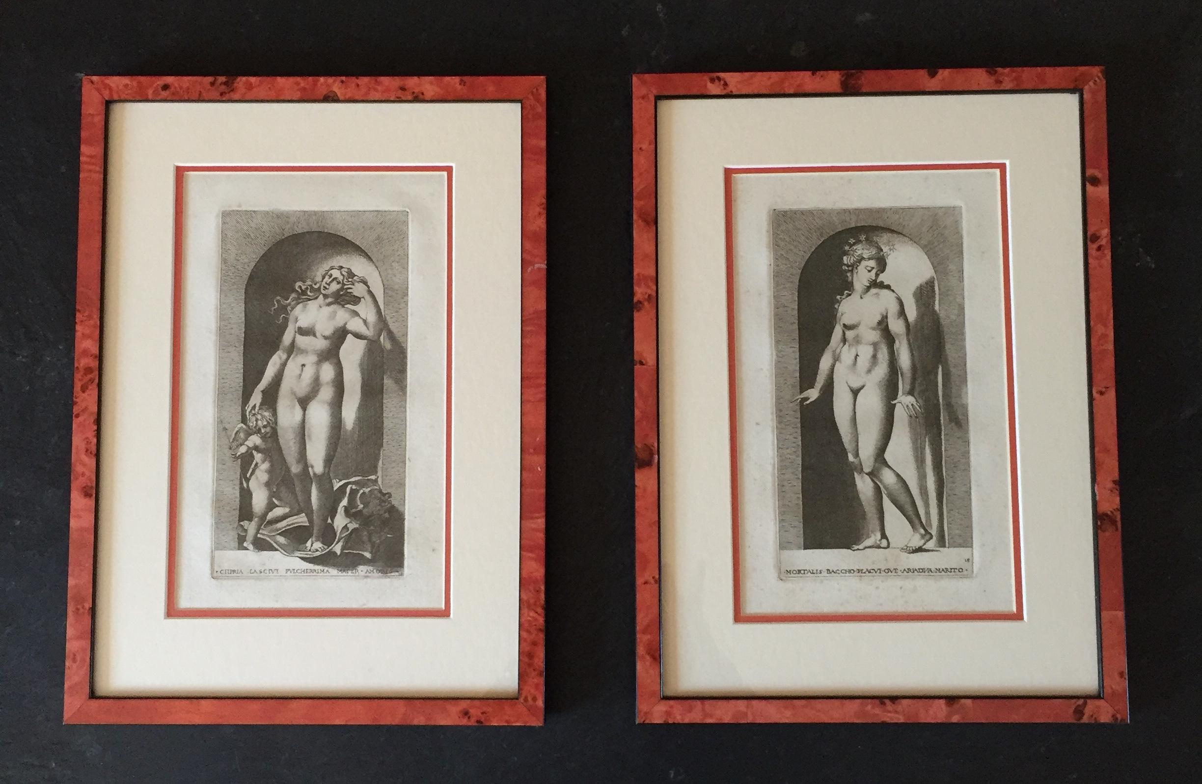 Greco Roman Twelve Ingravings 18th Century by Carlo Losi from Rosso The Presence of The Gods For Sale