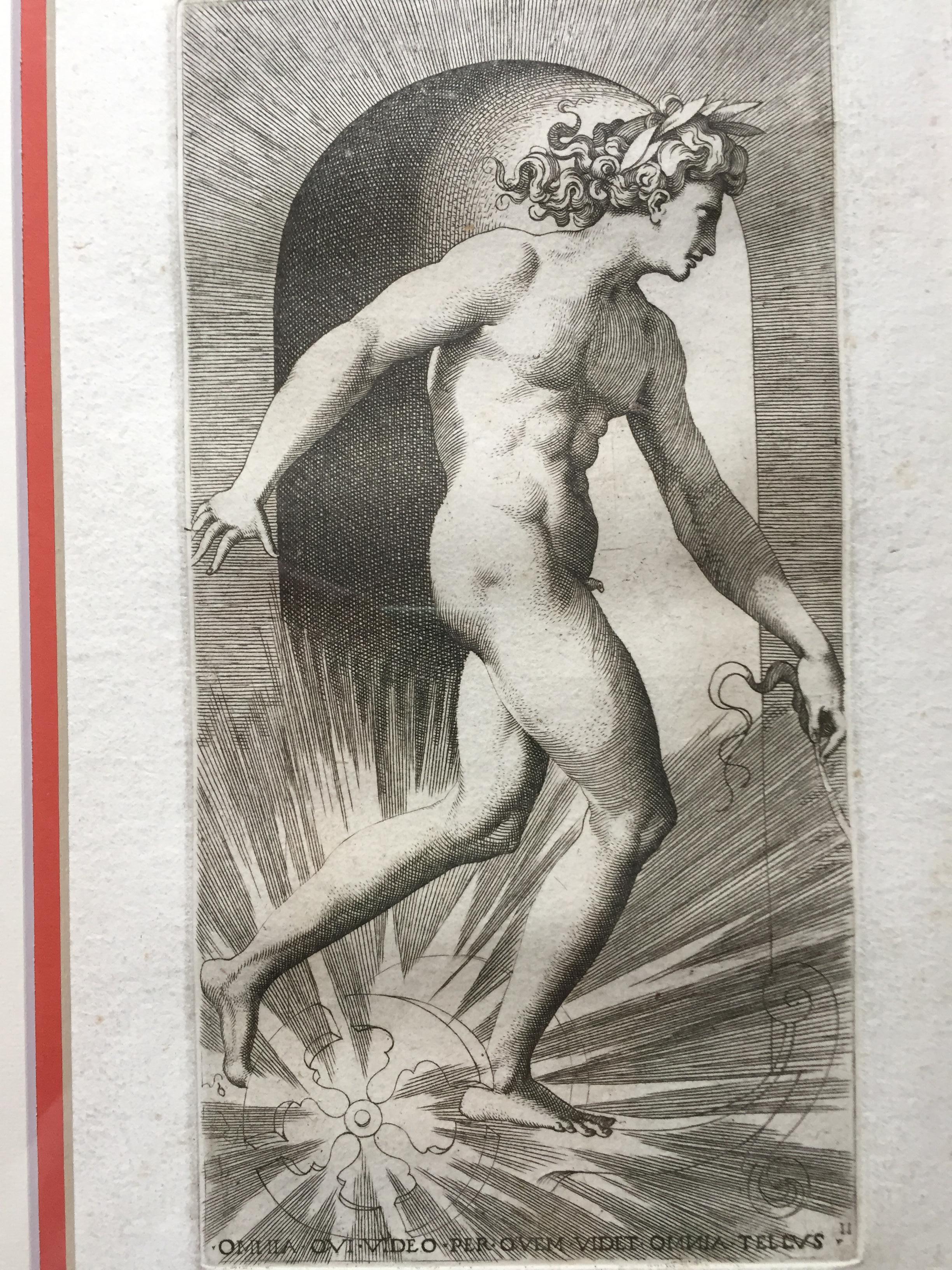 Twelve Ingravings 18th Century by Carlo Losi from Rosso The Presence of The Gods For Sale 1
